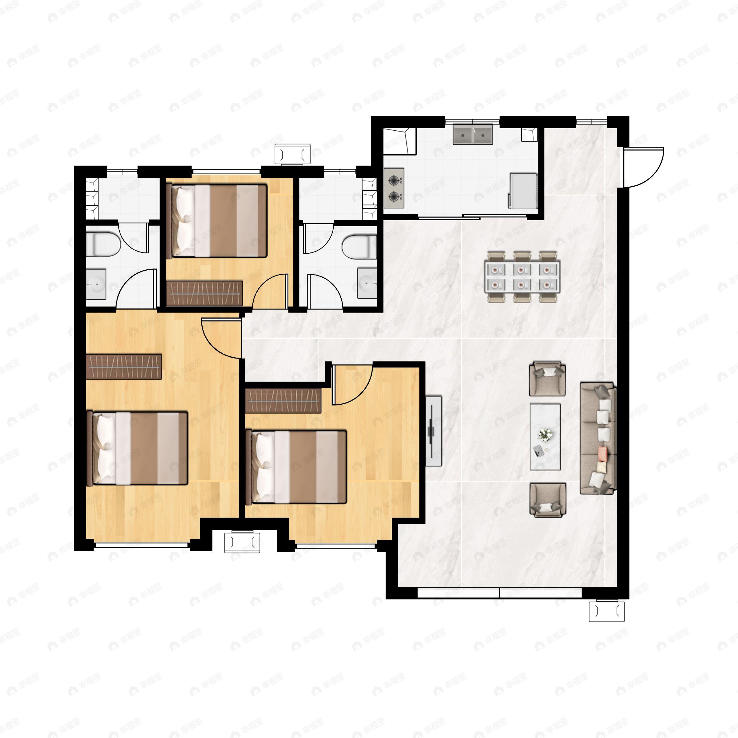 龙湖亿联春江天玺3室2厅2卫户型图