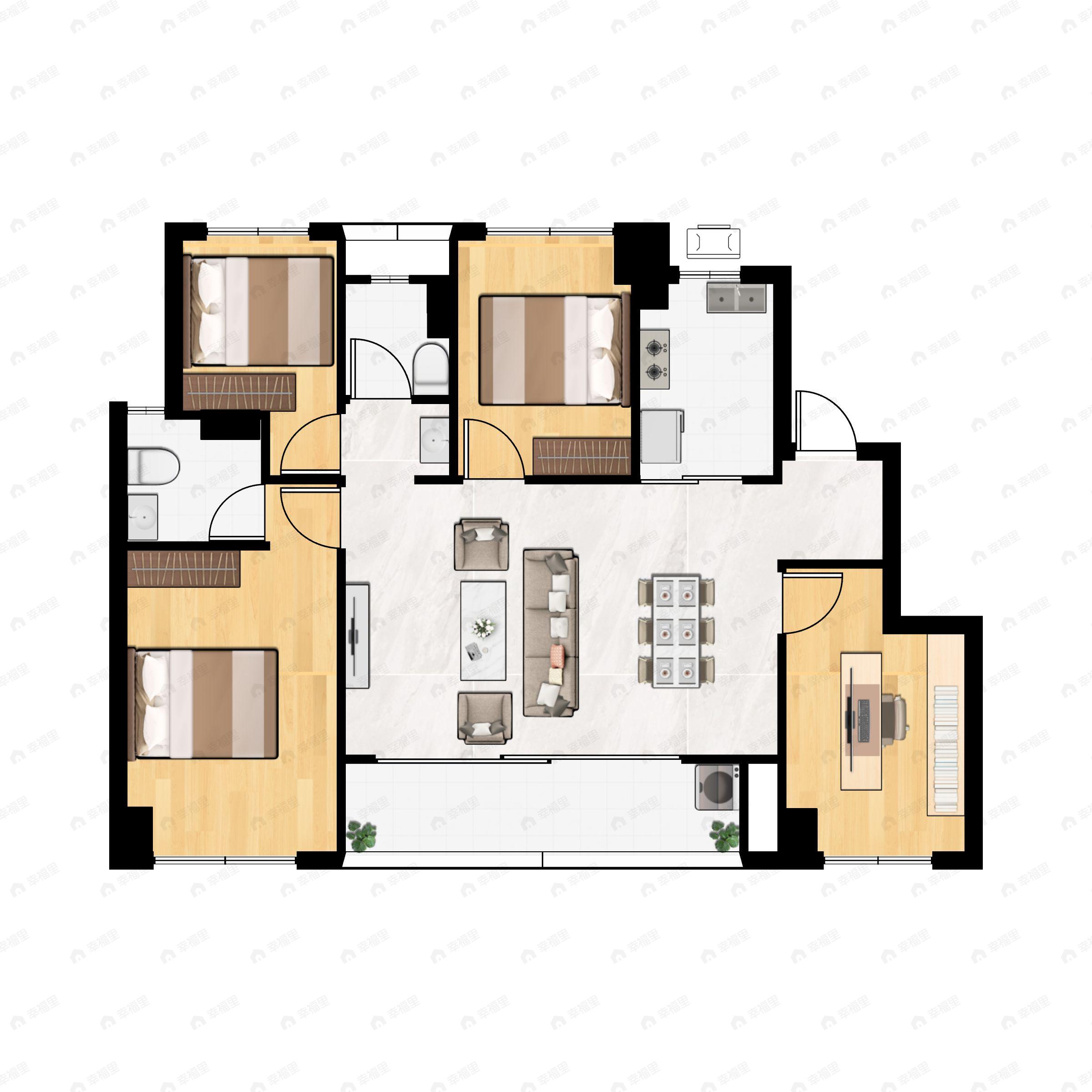 4室2厅2卫建面126平户型图
