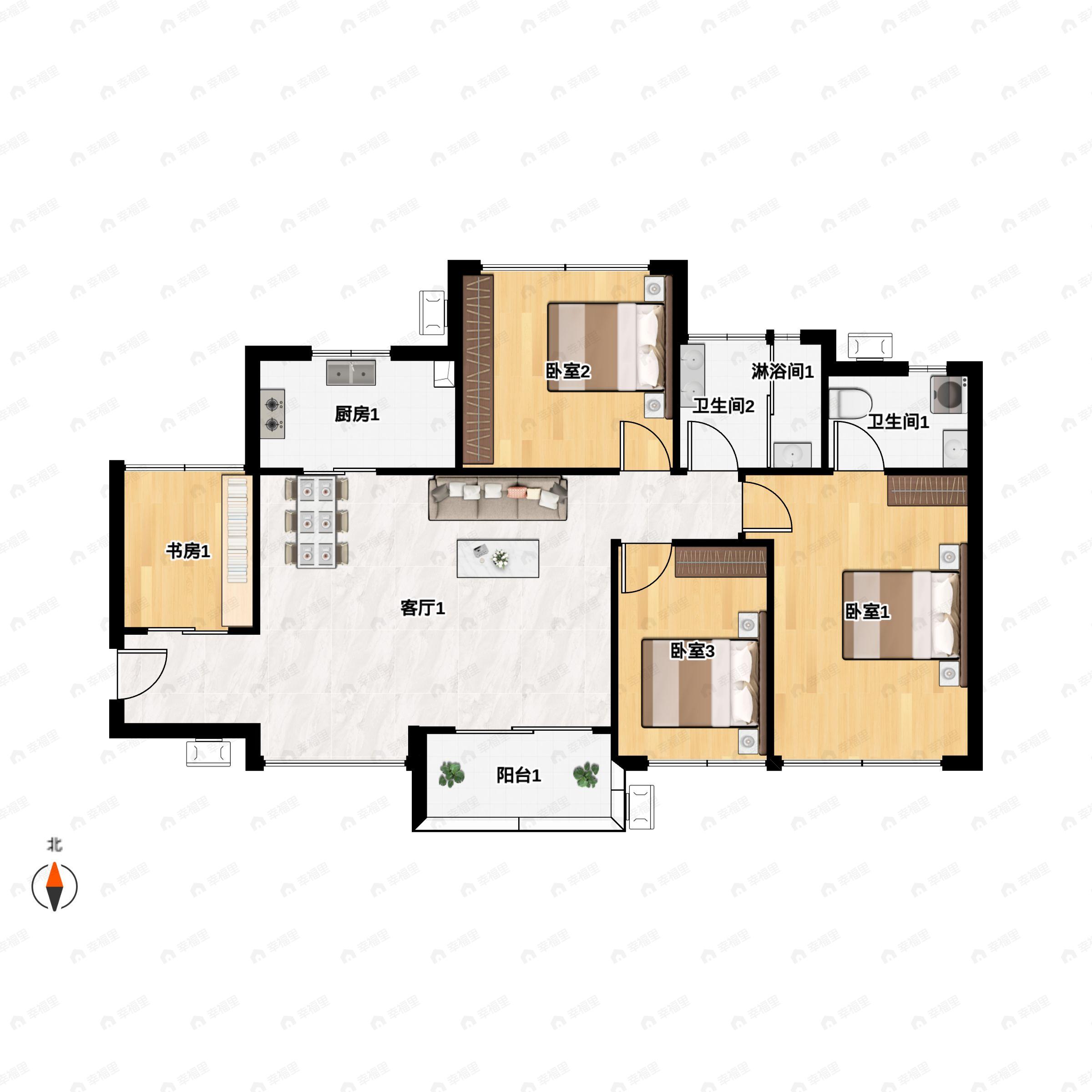 4室2厅2卫建面110平户型图