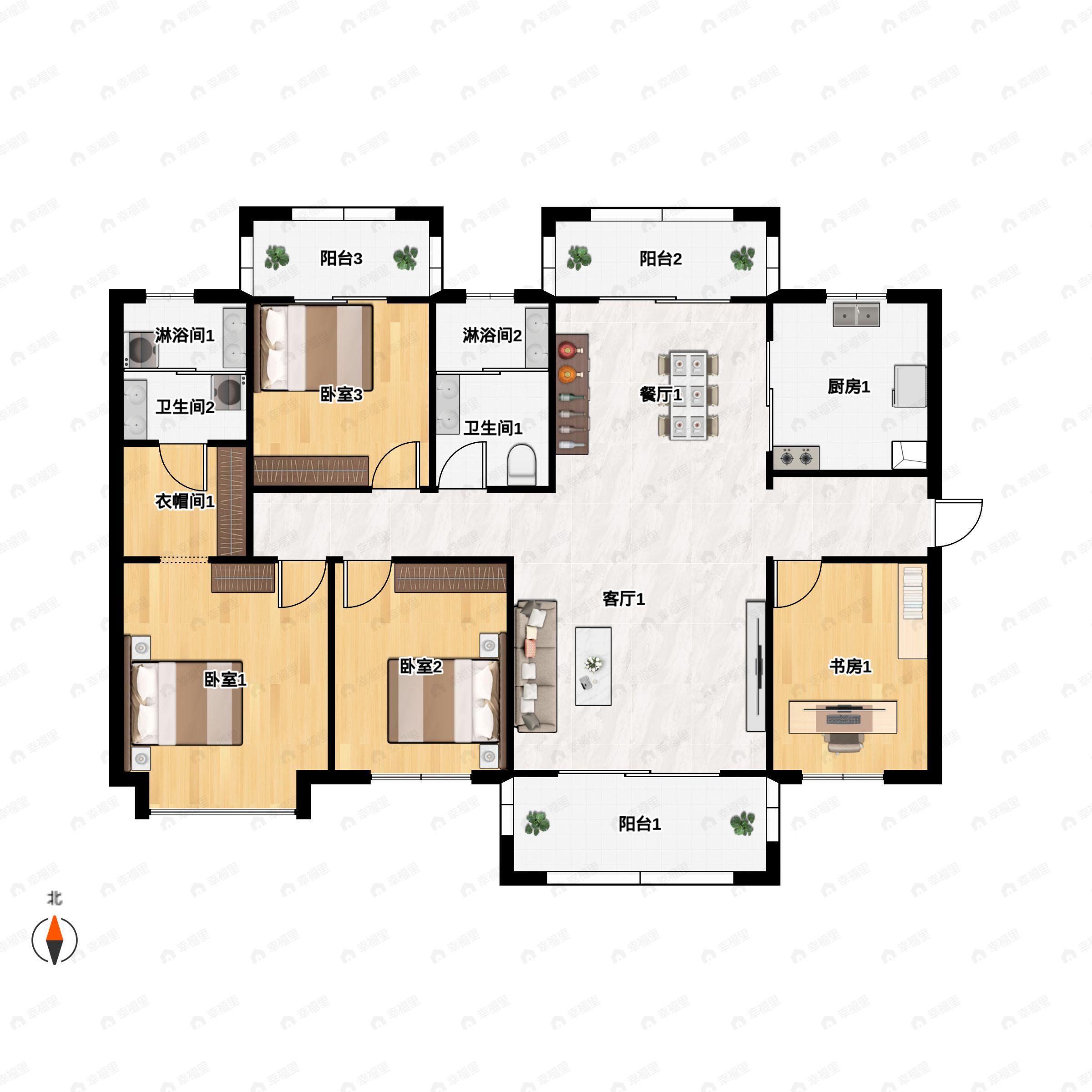 舜元臻园4室2厅2卫户型图