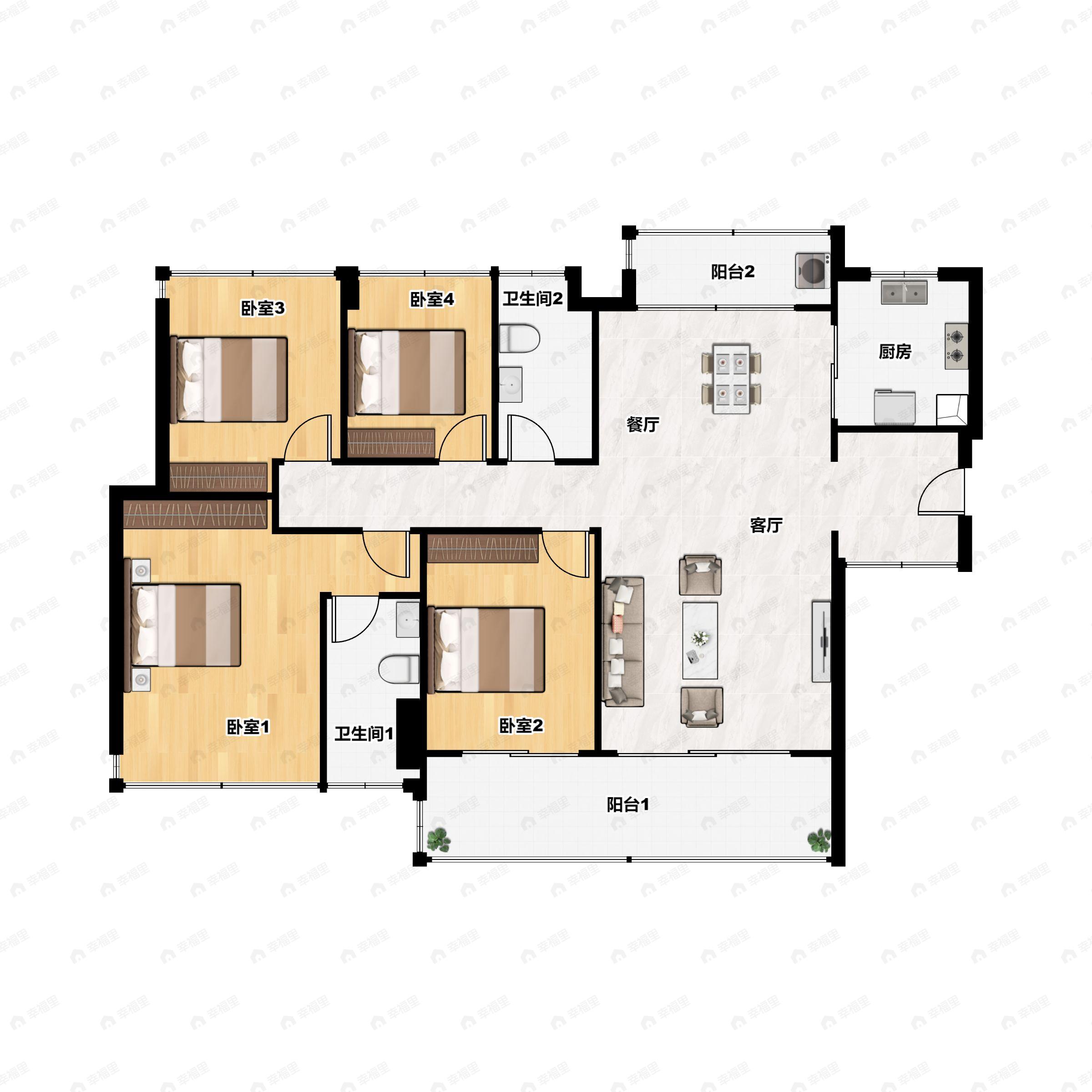 星河东悦湾4室2厅2卫户型图
