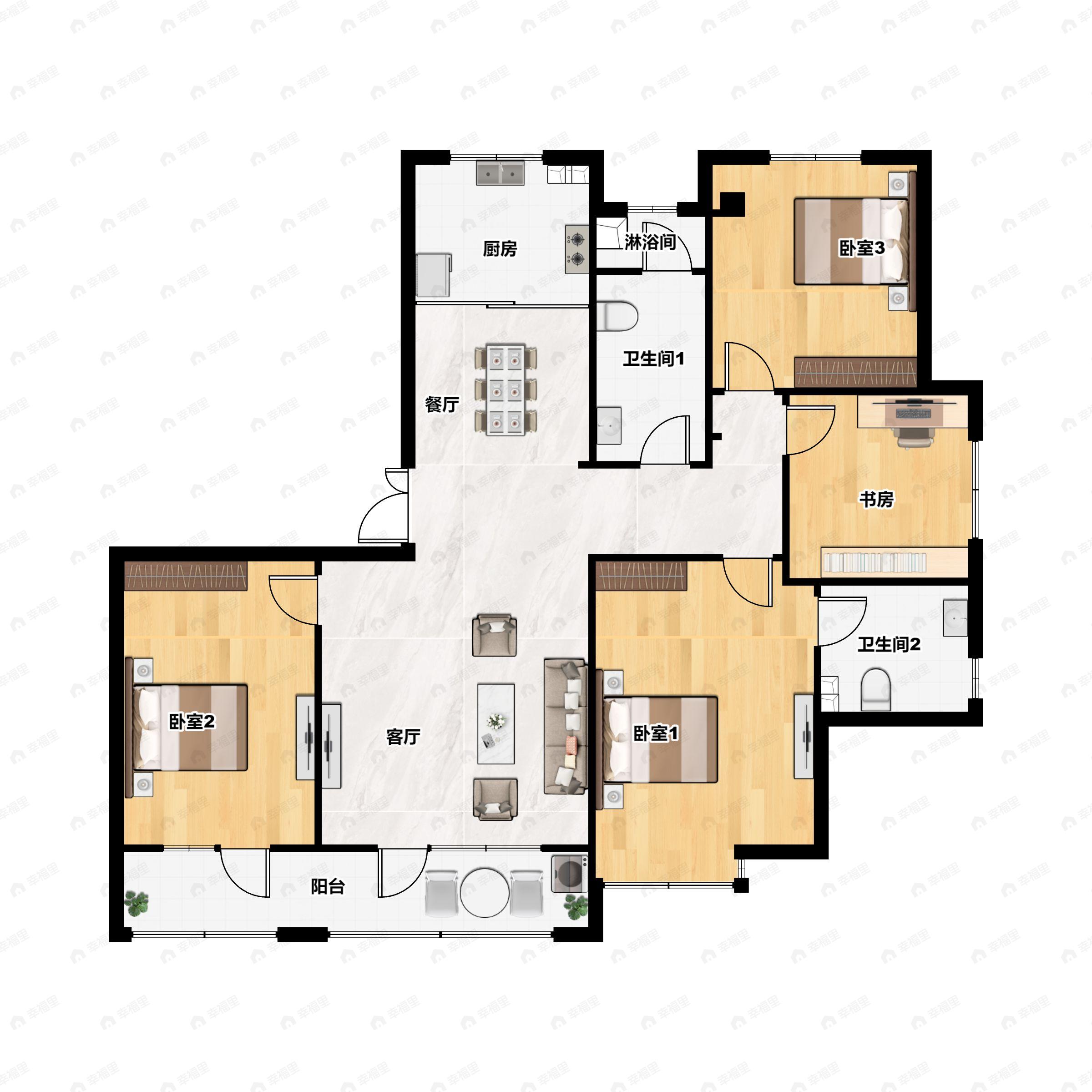4室2厅2卫建面160平户型图