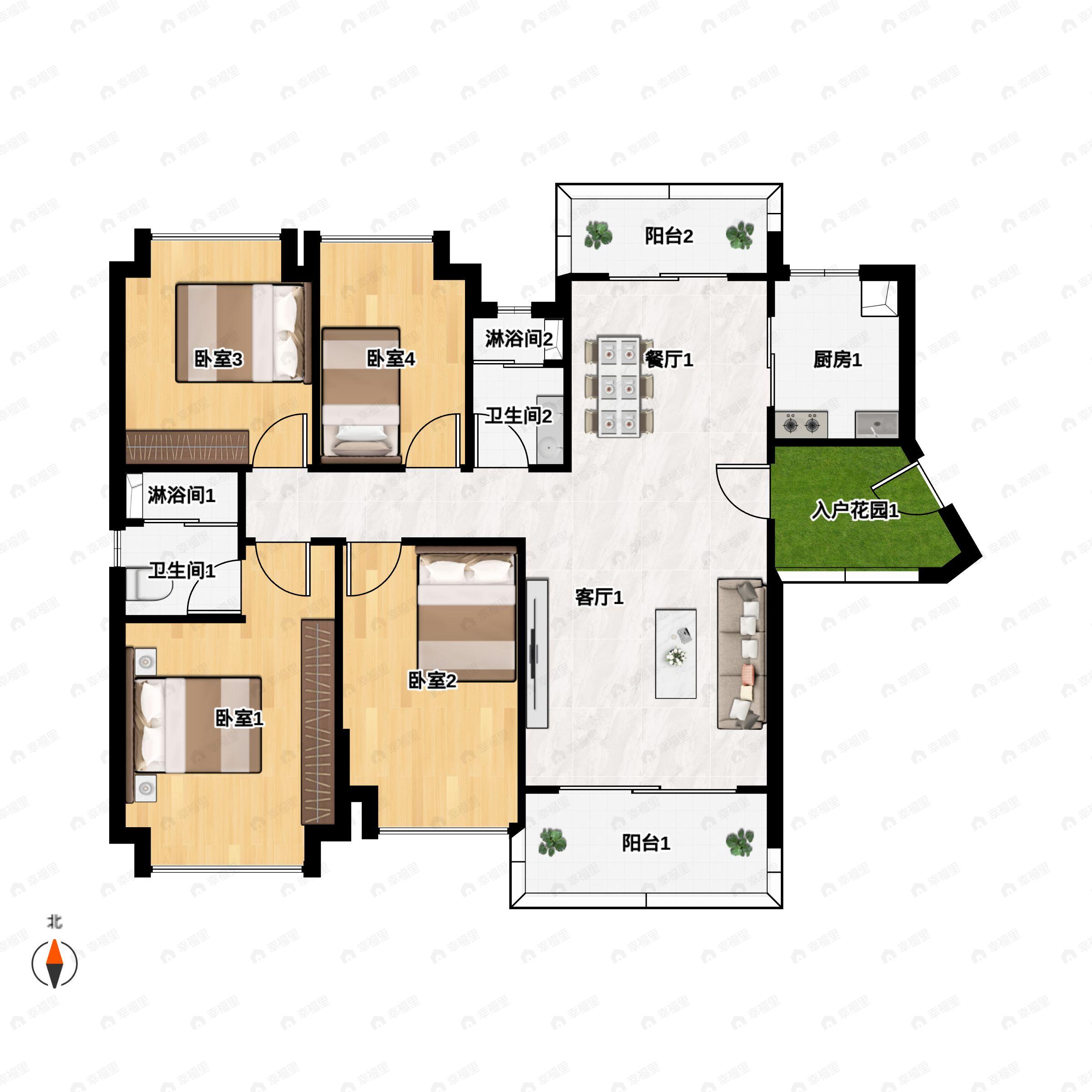 顺德保利中央公园4室2厅2卫户型图