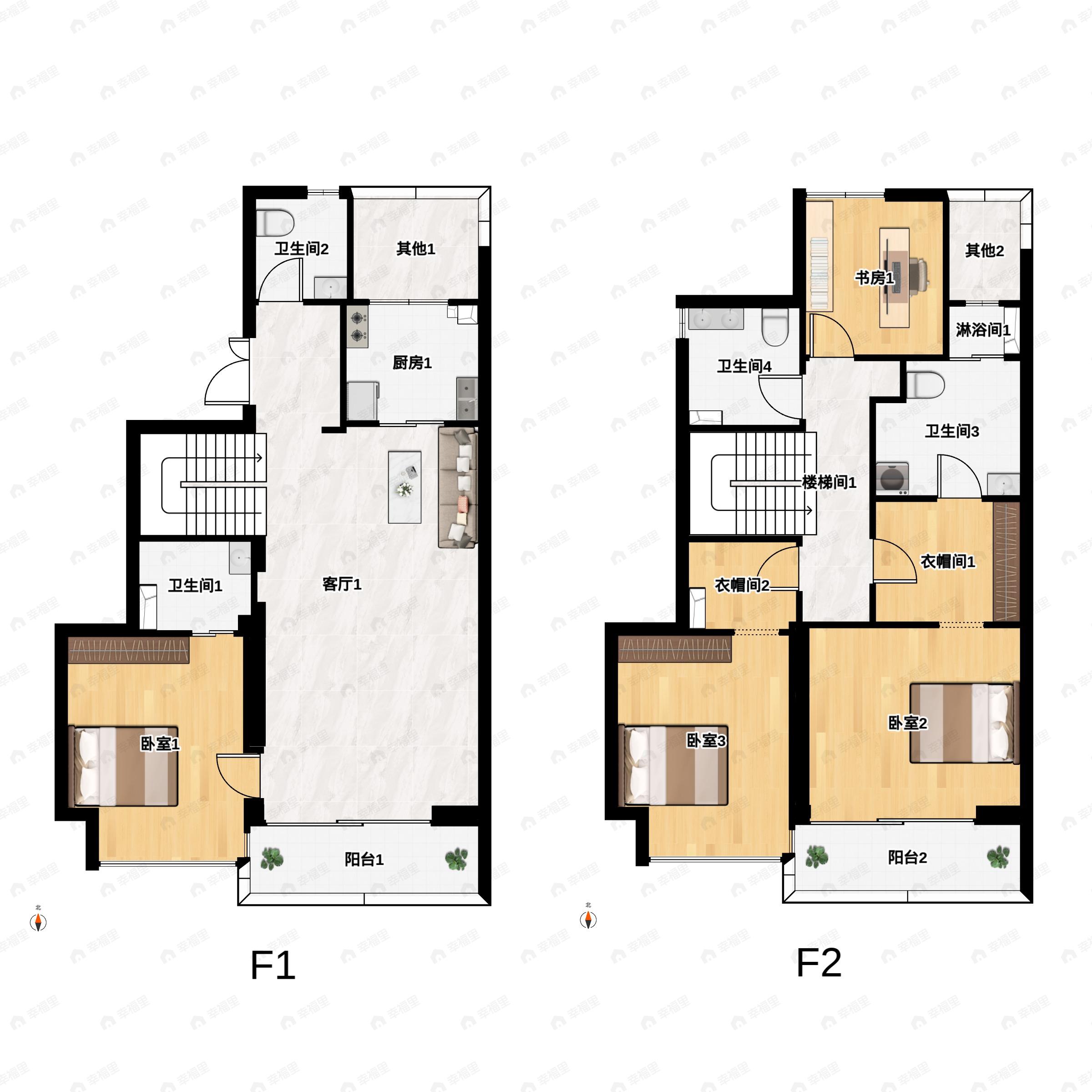 4室2厅4卫建面160平户型图