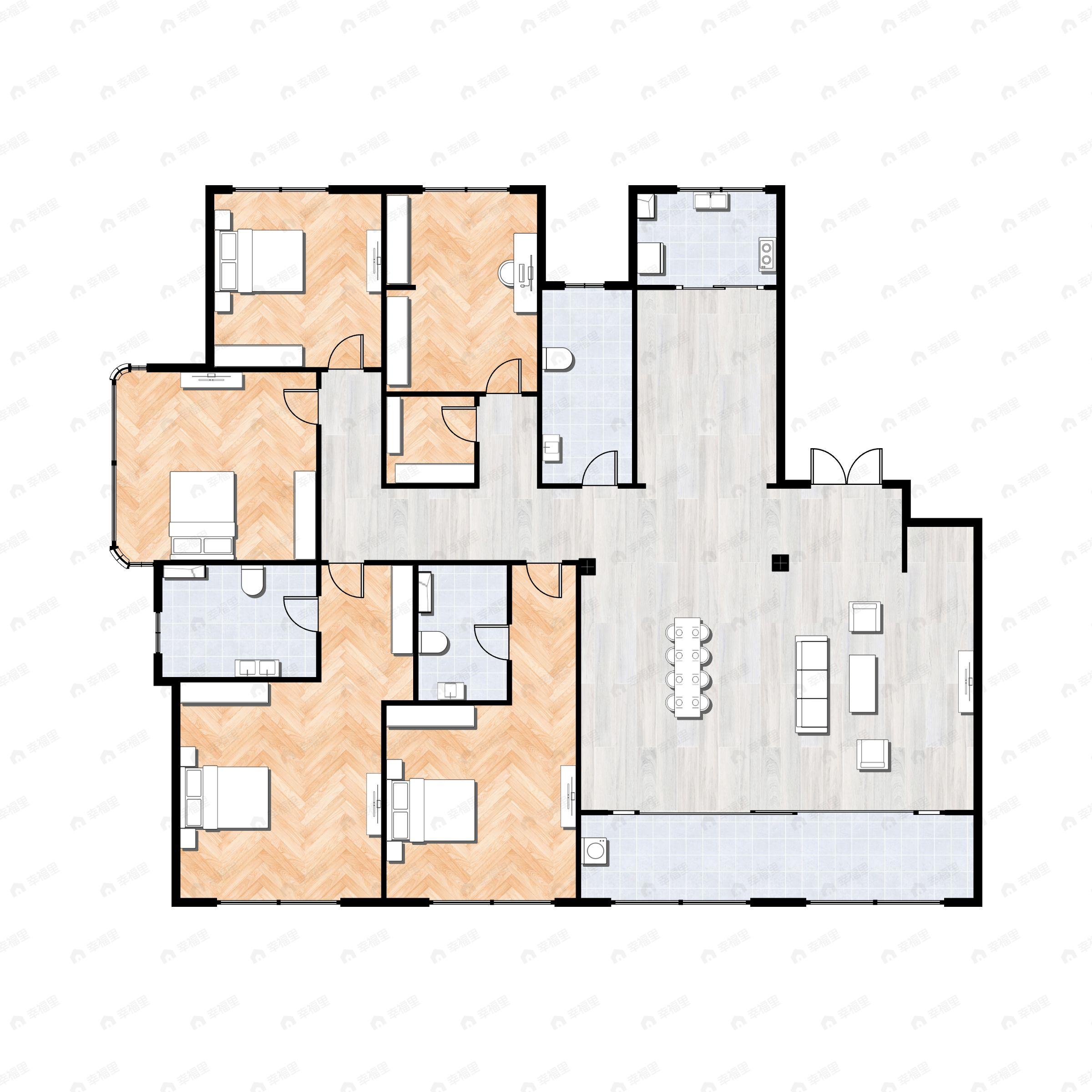 4室2厅3卫建面175平南户型图