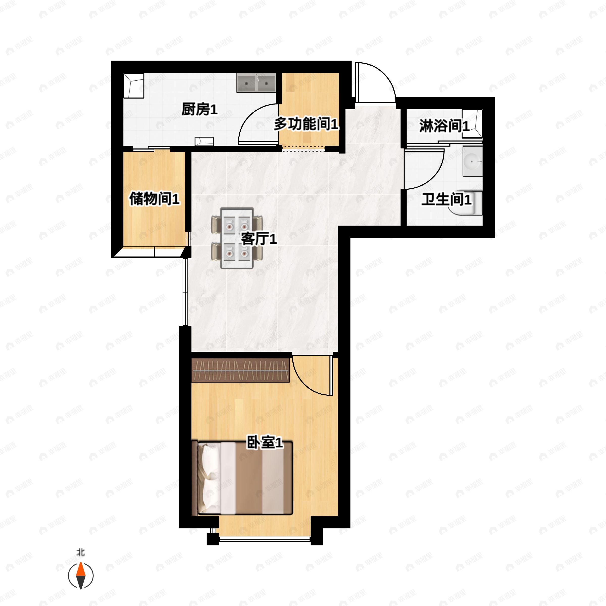 秦基澜城一期1室1厅1卫户型图