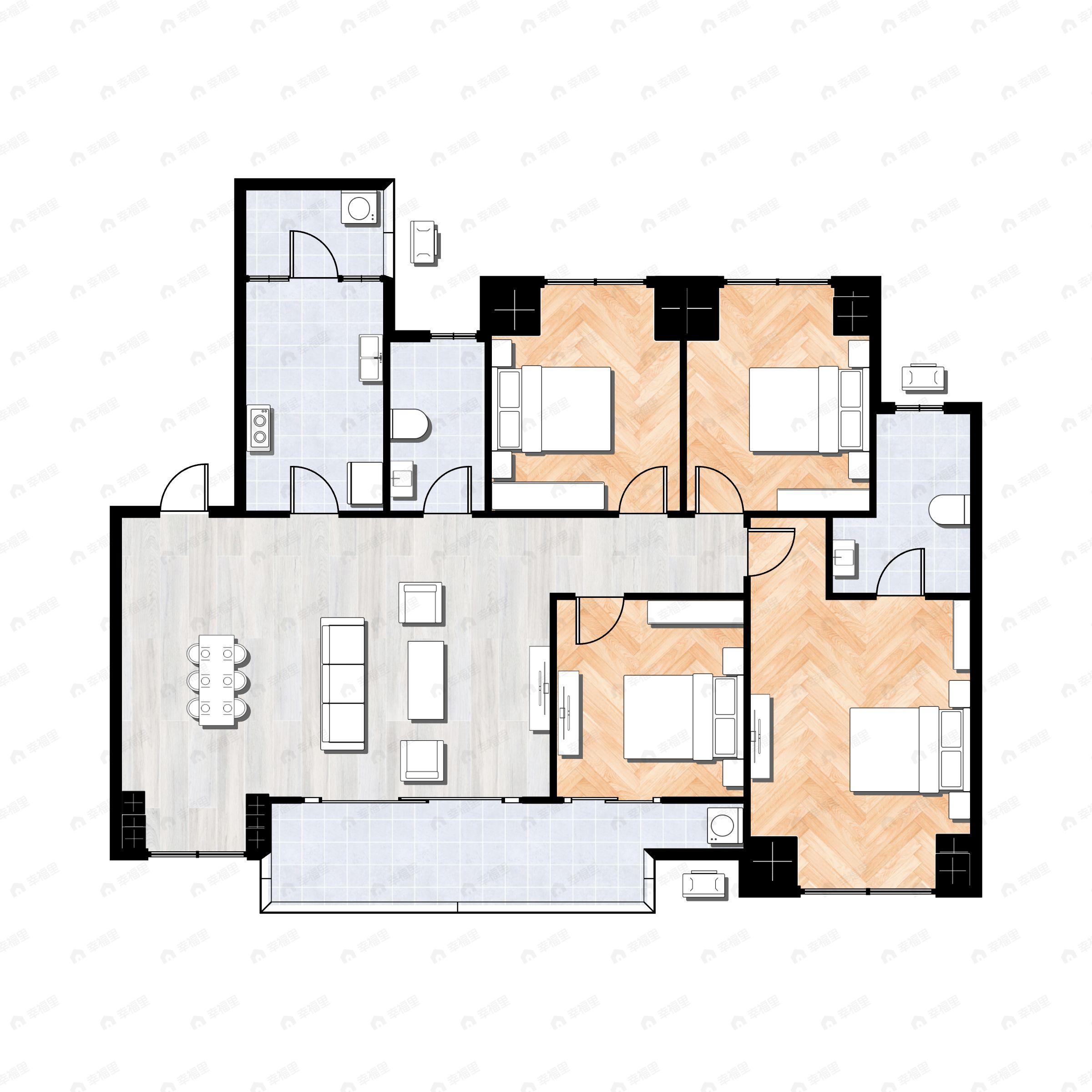 4室2厅2卫建面123平南户型图