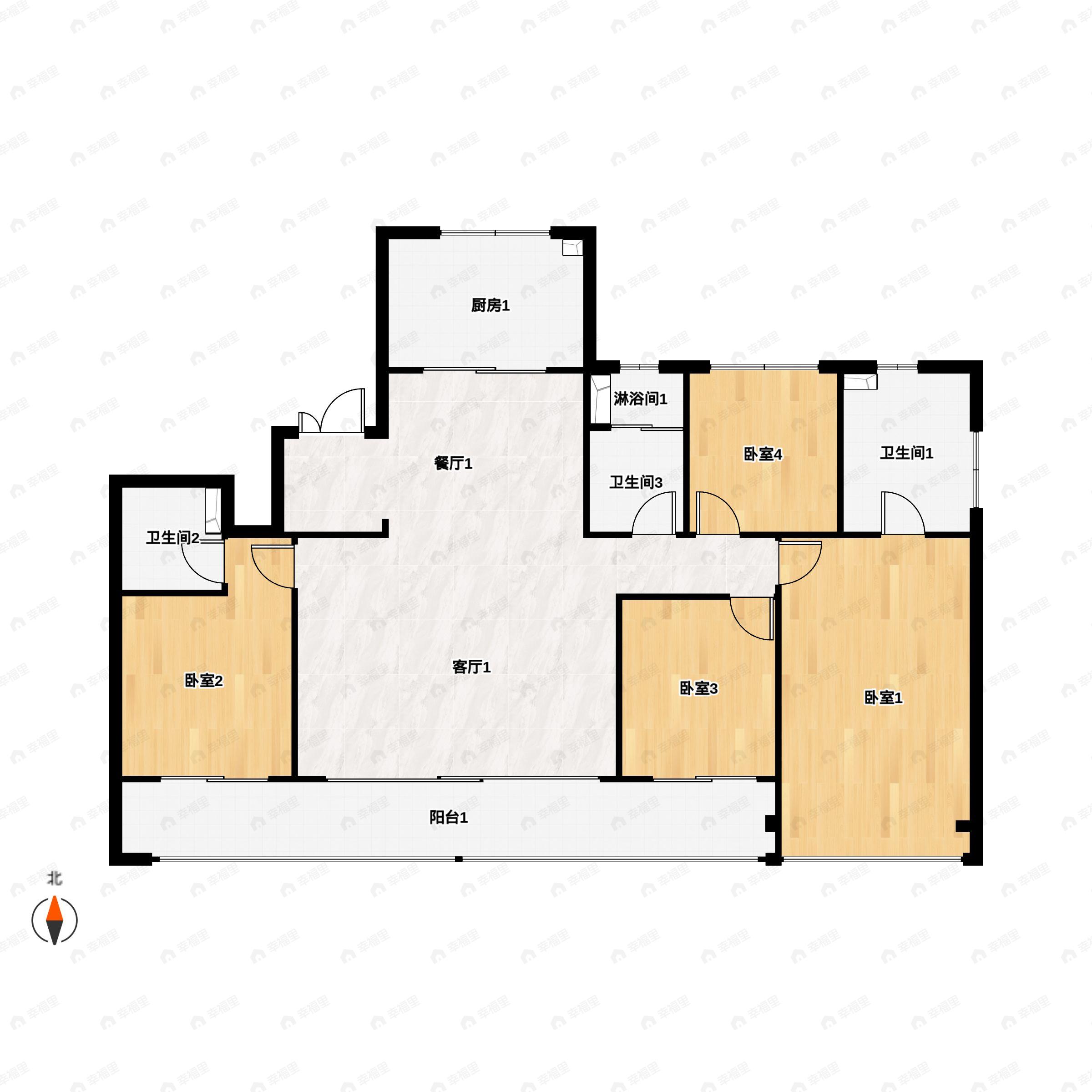 杨帆梧桐府4室2厅3卫户型图