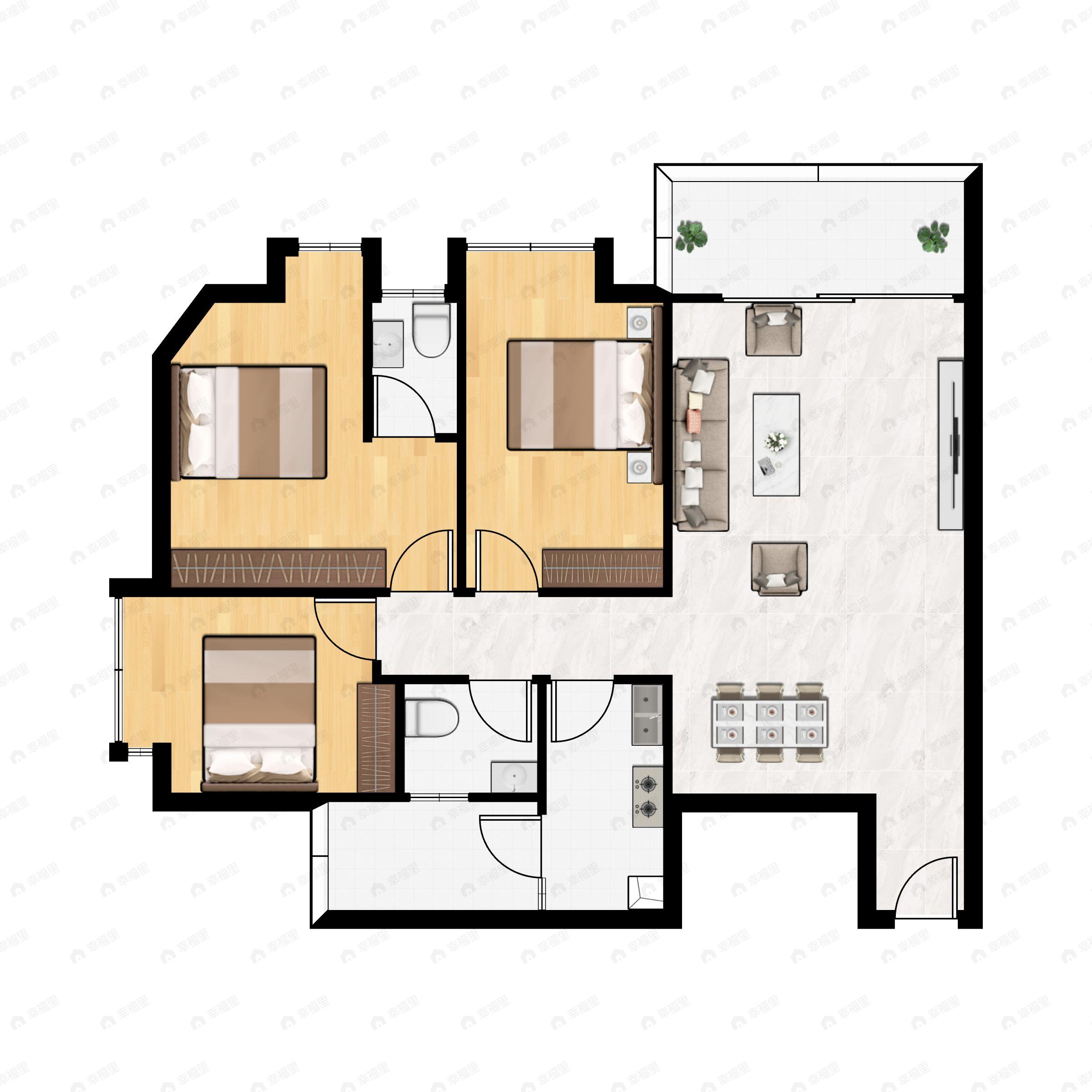淘金半山御庭3室2厅2卫户型图