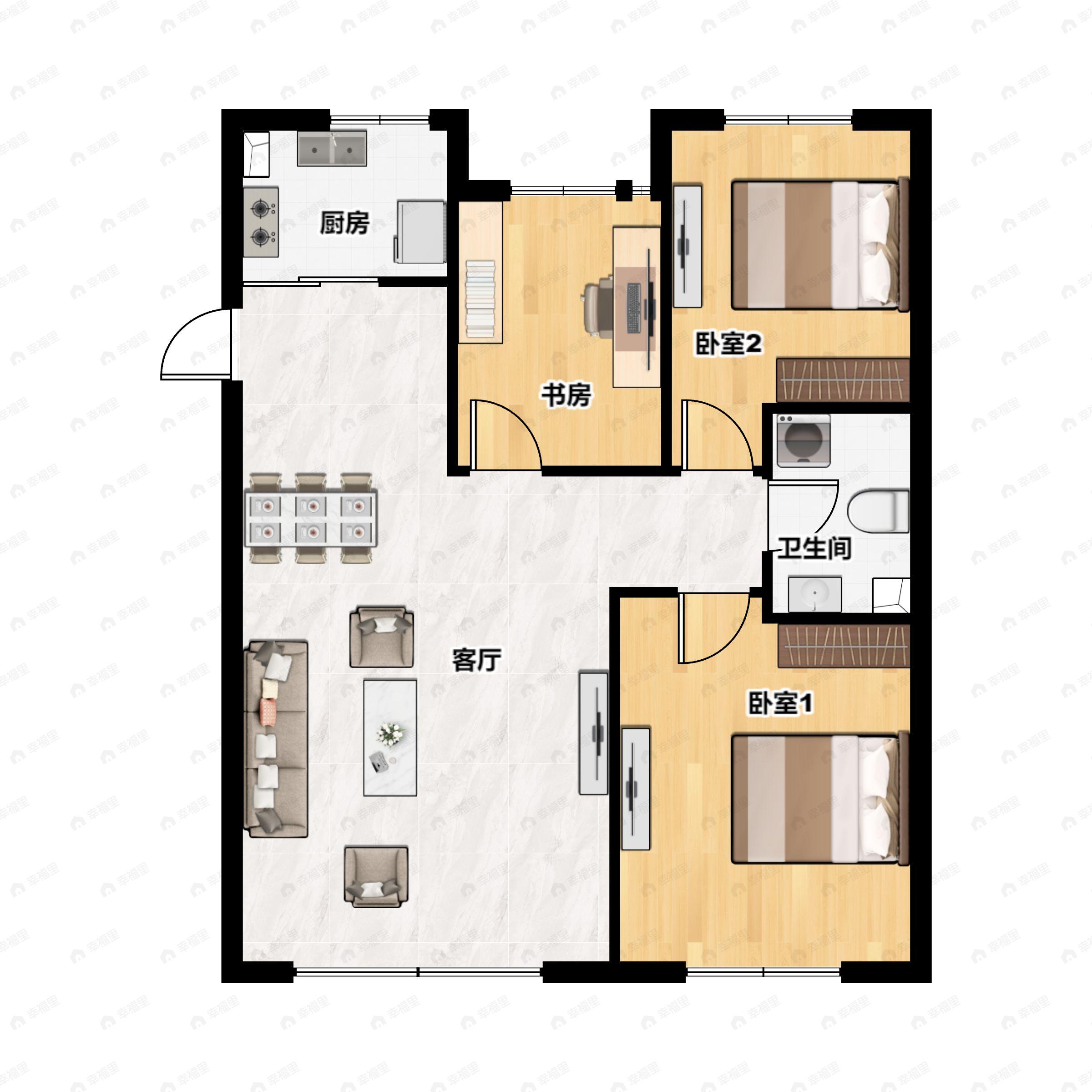 3室2厅1卫建面98平户型图