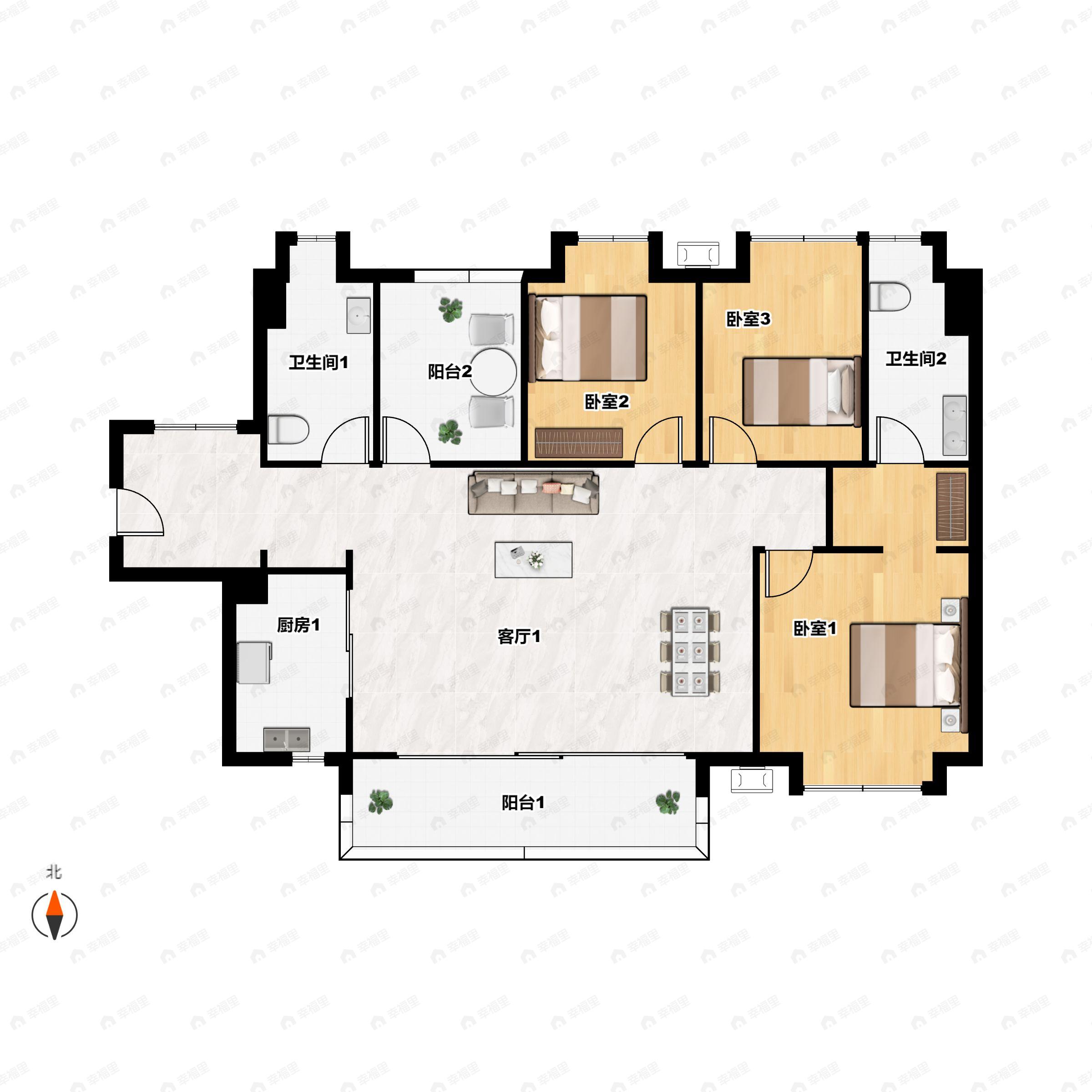 4室2厅2卫建面120平户型图