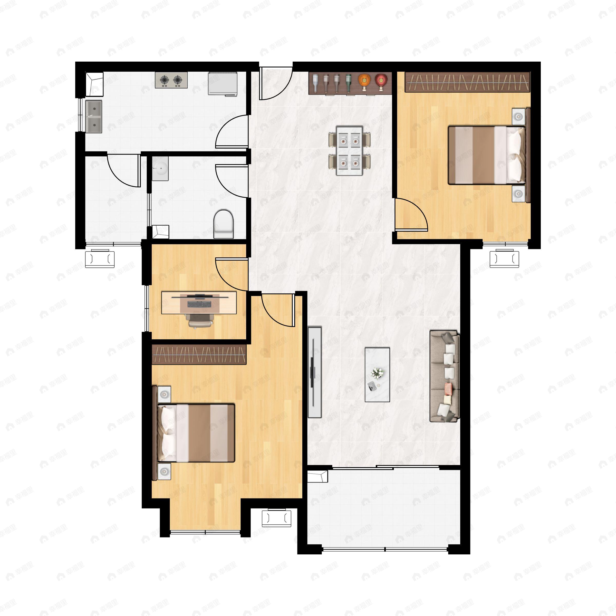 3室2厅1卫建面97平户型图