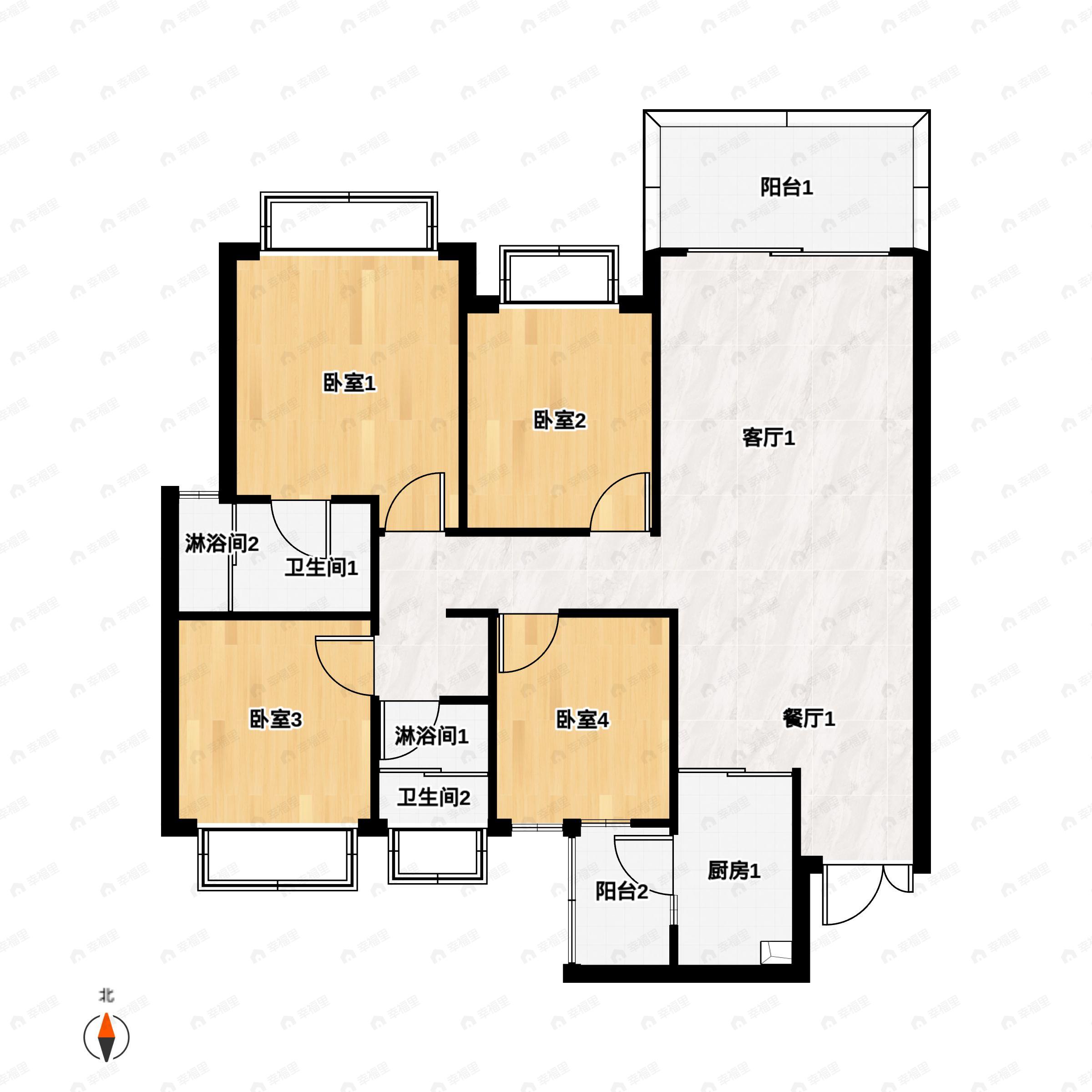 4室2厅2卫建面133平户型图