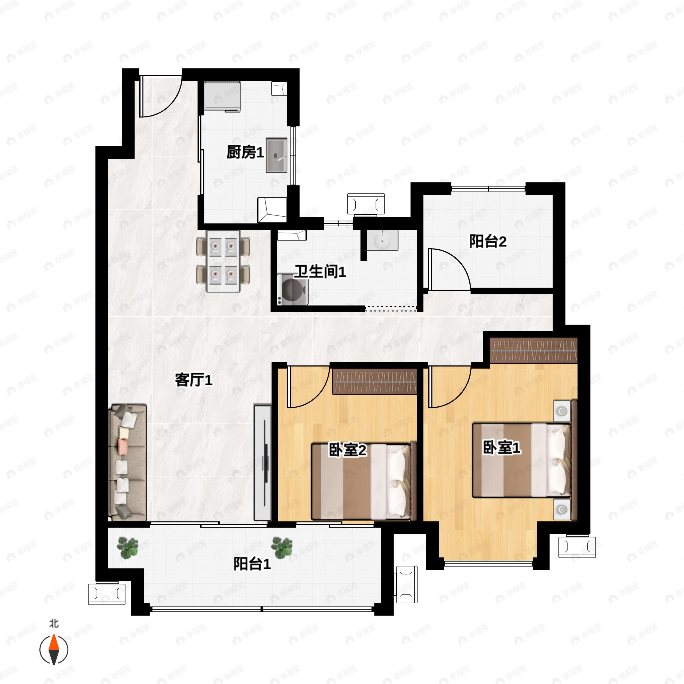 新城十里锦绣3室2厅1卫户型图