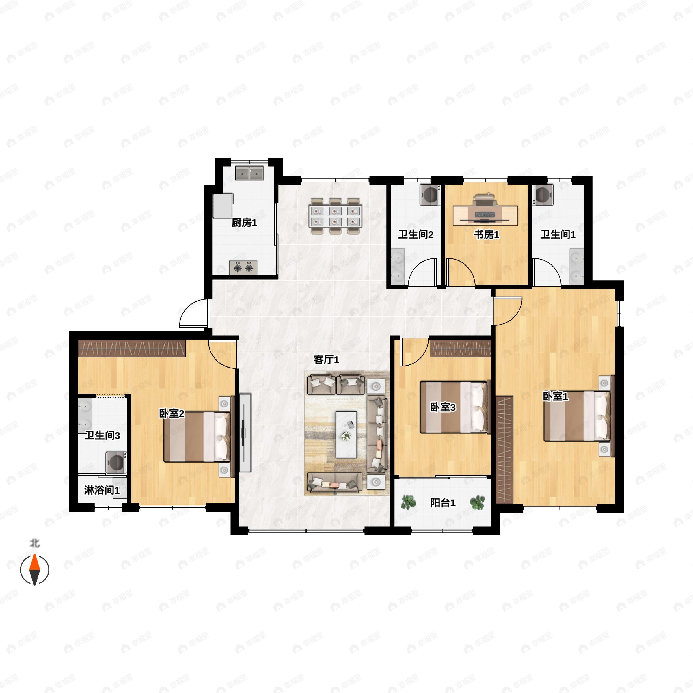 4室2厅3卫建面247平户型图