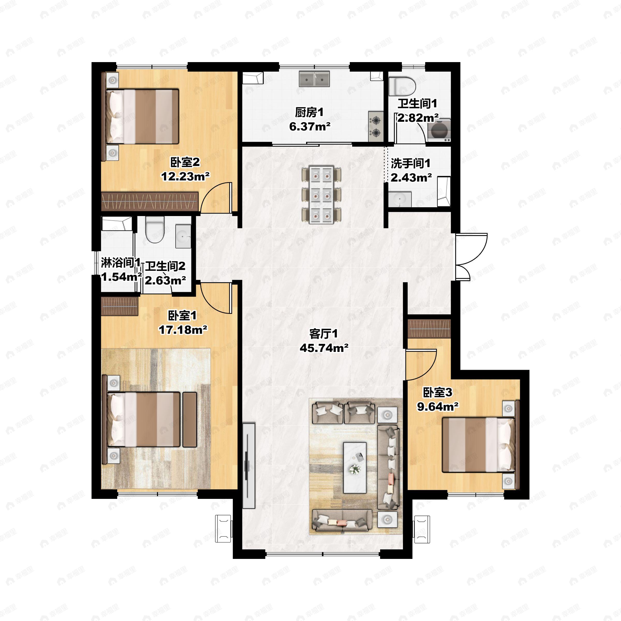 金地峯启未来3室2厅2卫户型图