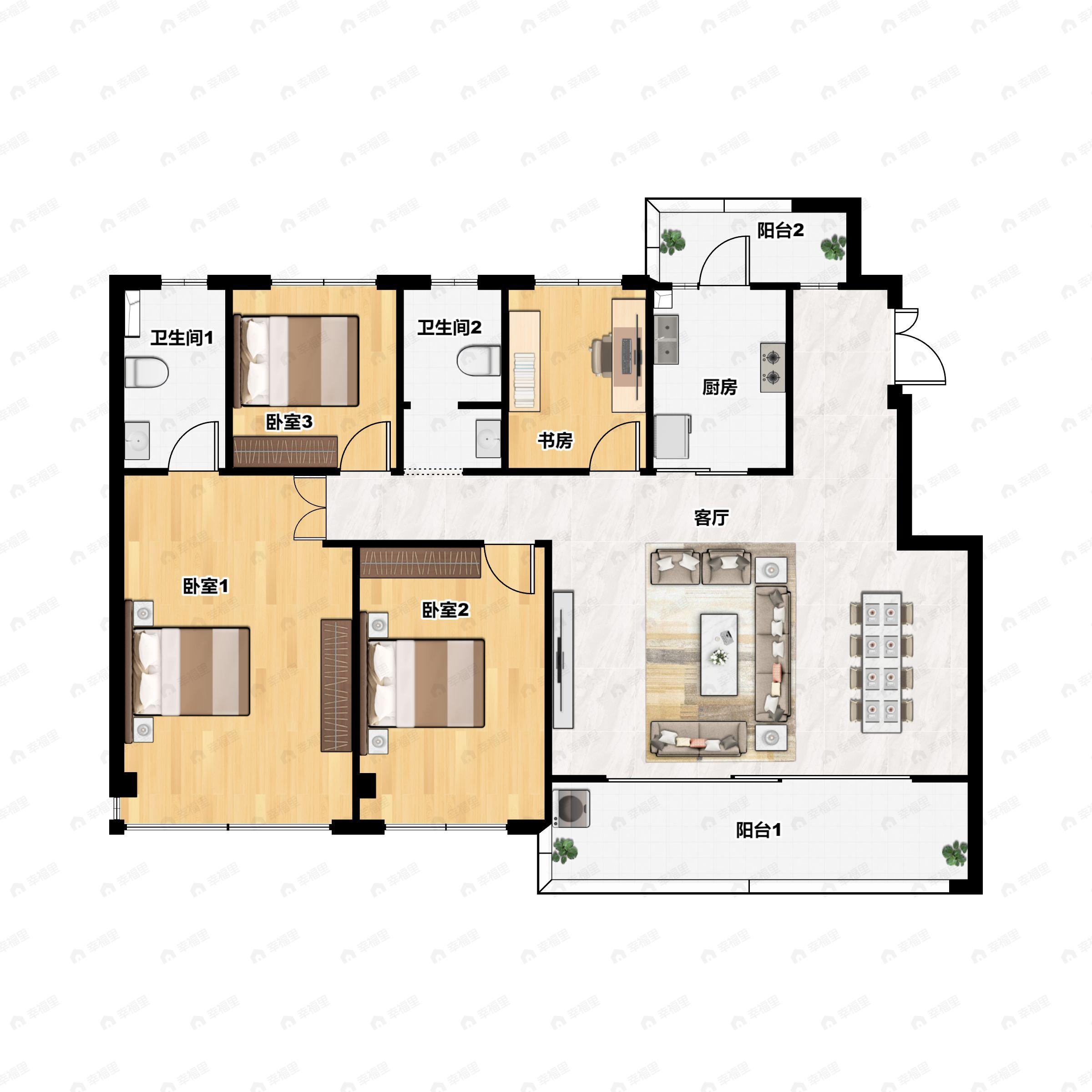 4室2厅2卫建面143平户型图