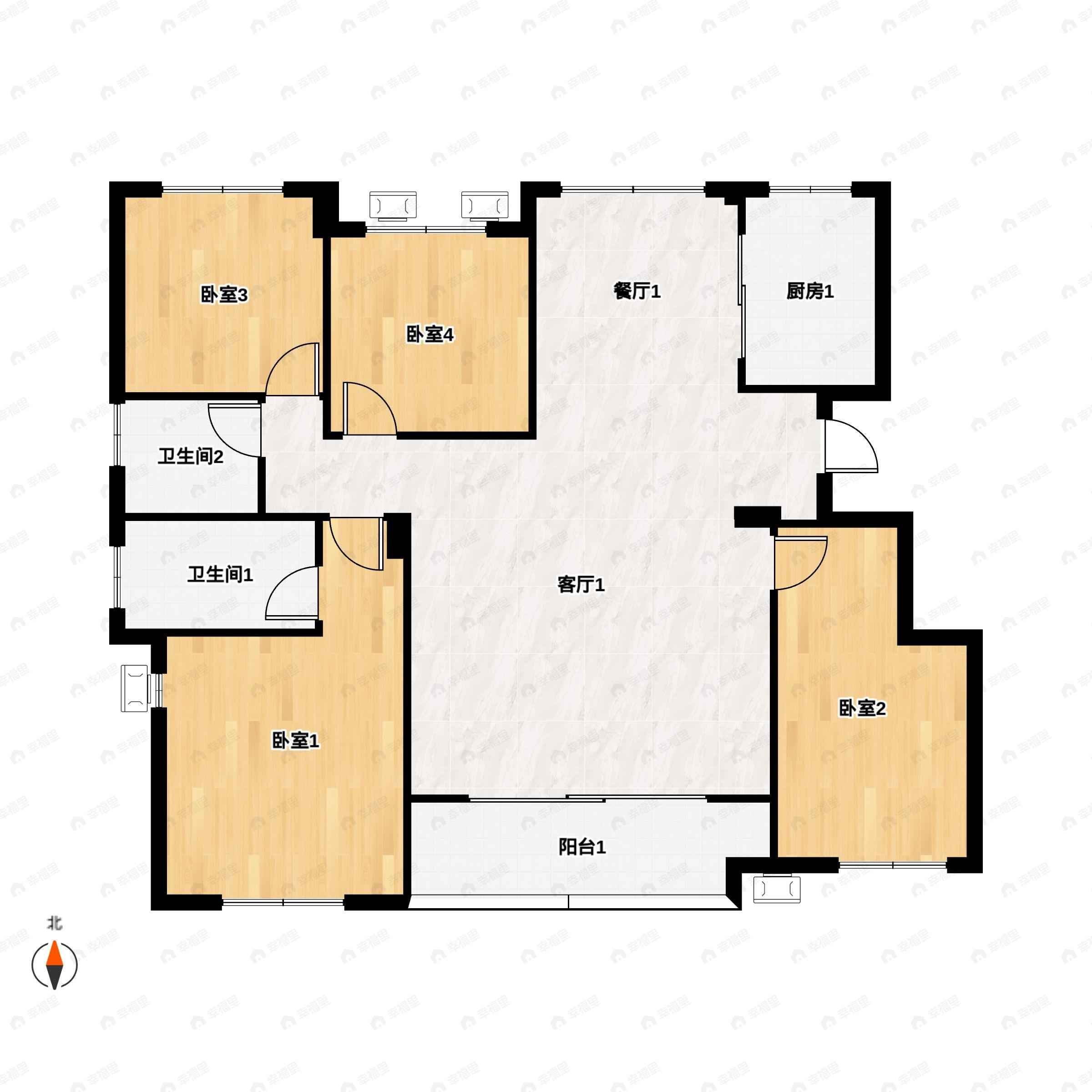 4室2厅2卫建面131平户型图