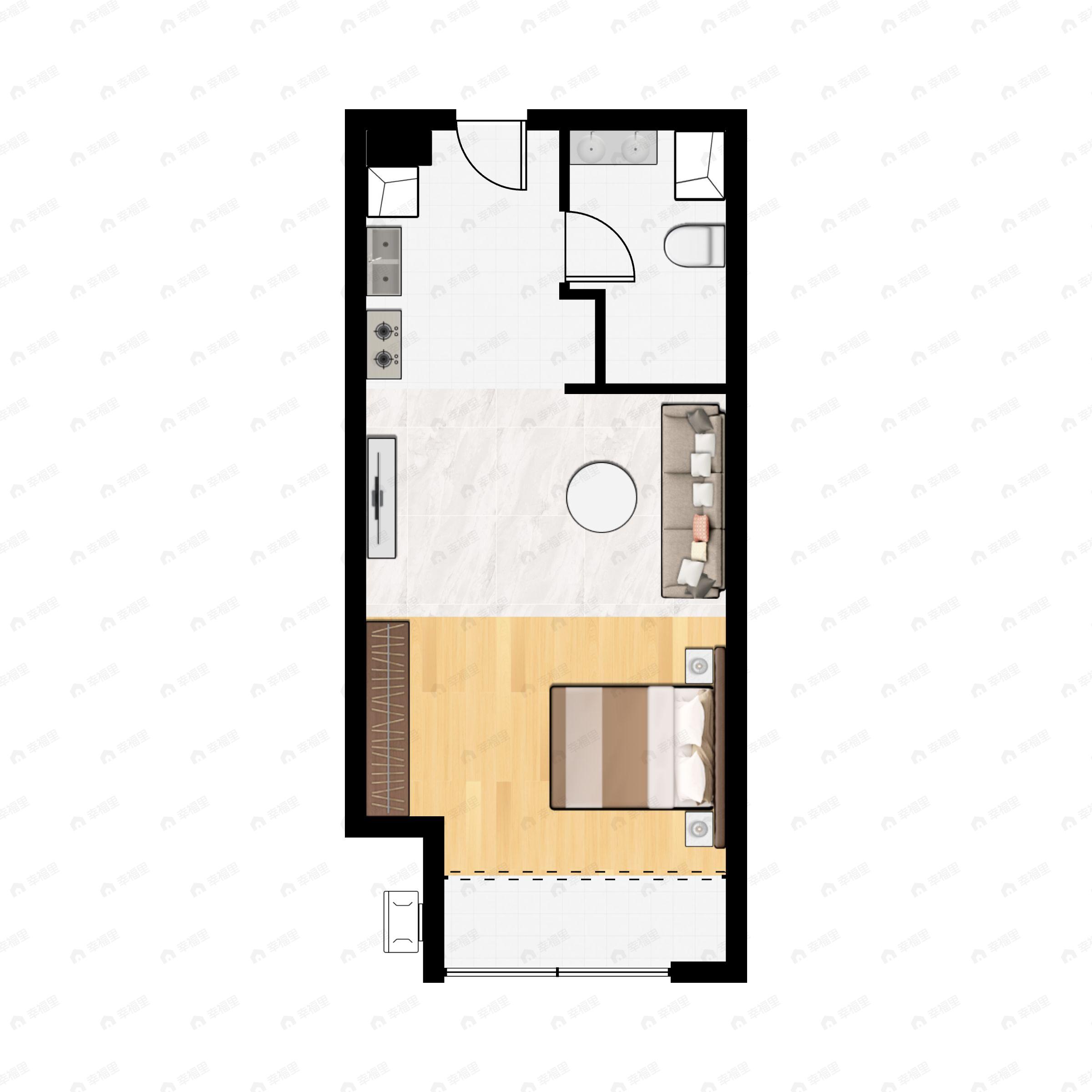 1室1厅建面37平户型图