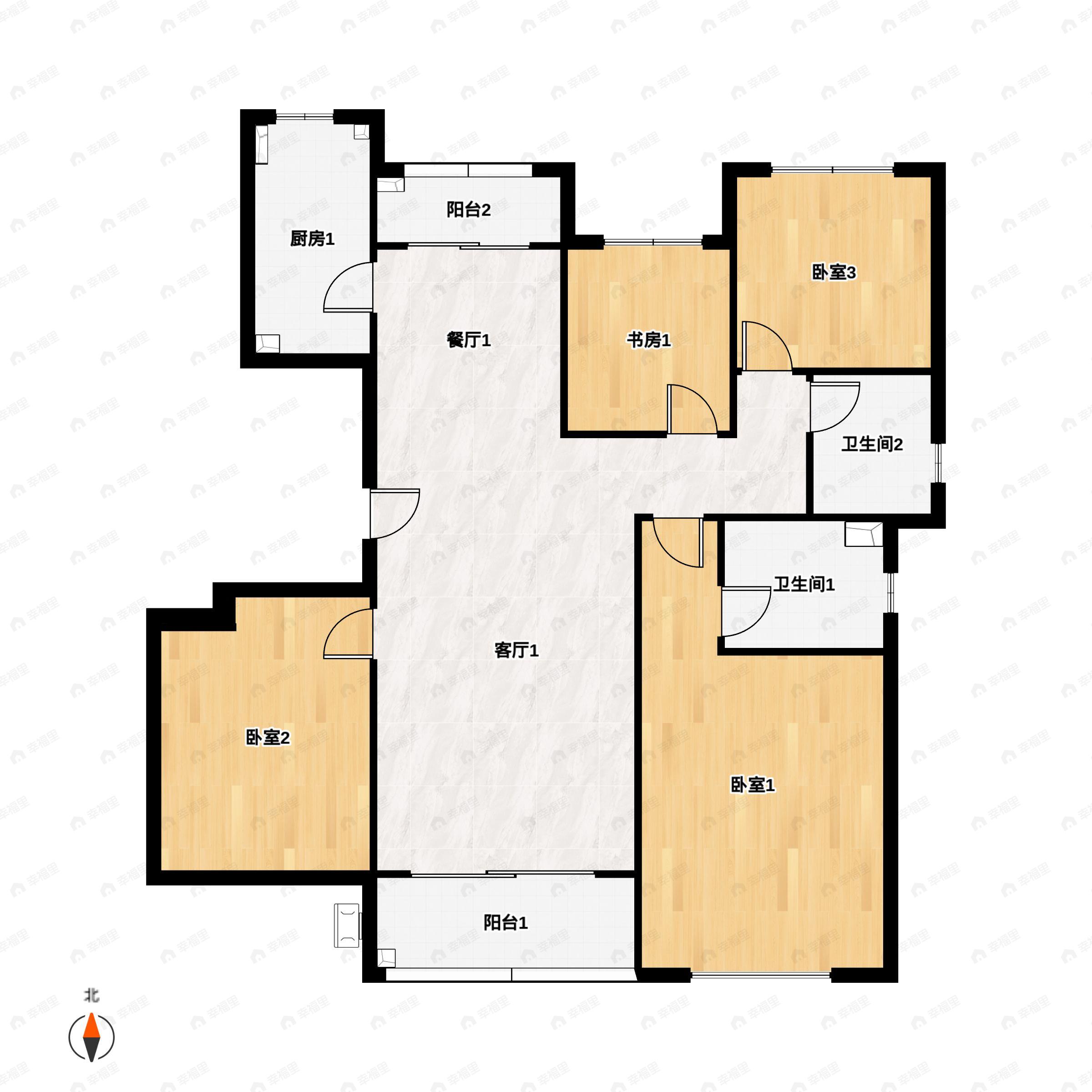 4室2厅2卫建面125平户型图