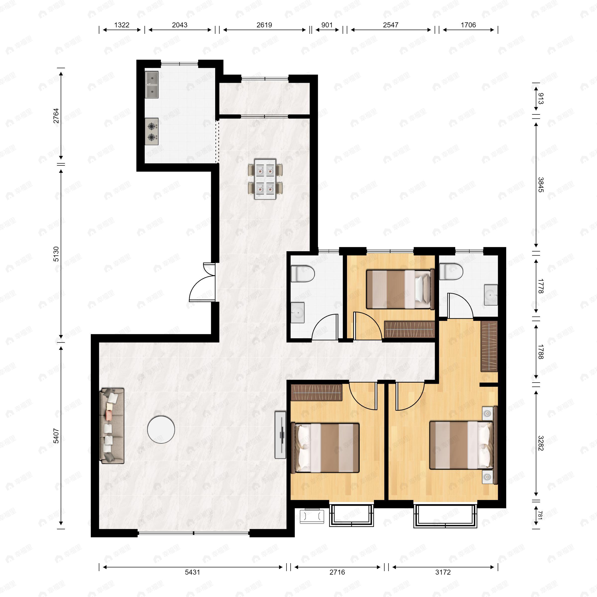 万枫美利山3室2厅2卫户型图