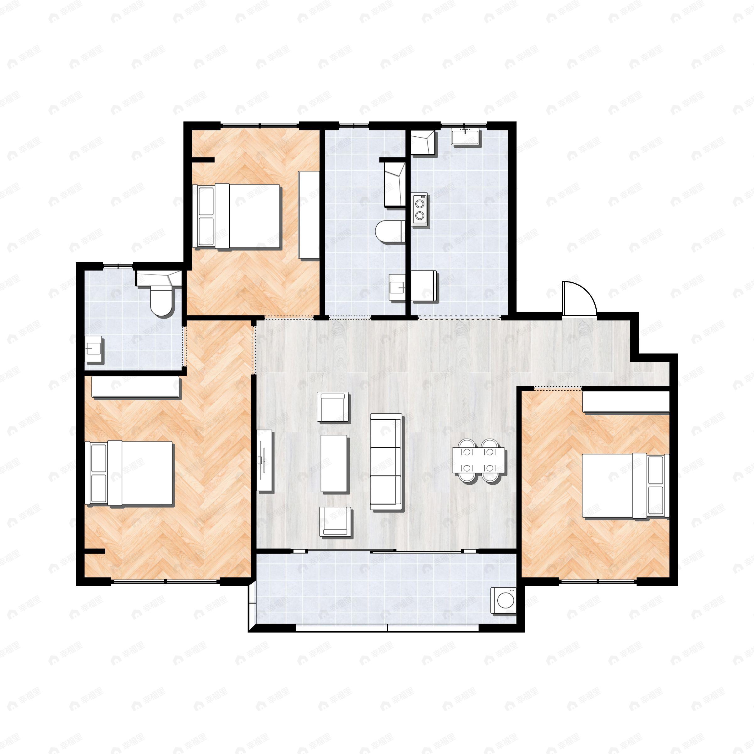大华锦绣四季3室2厅2卫户型图