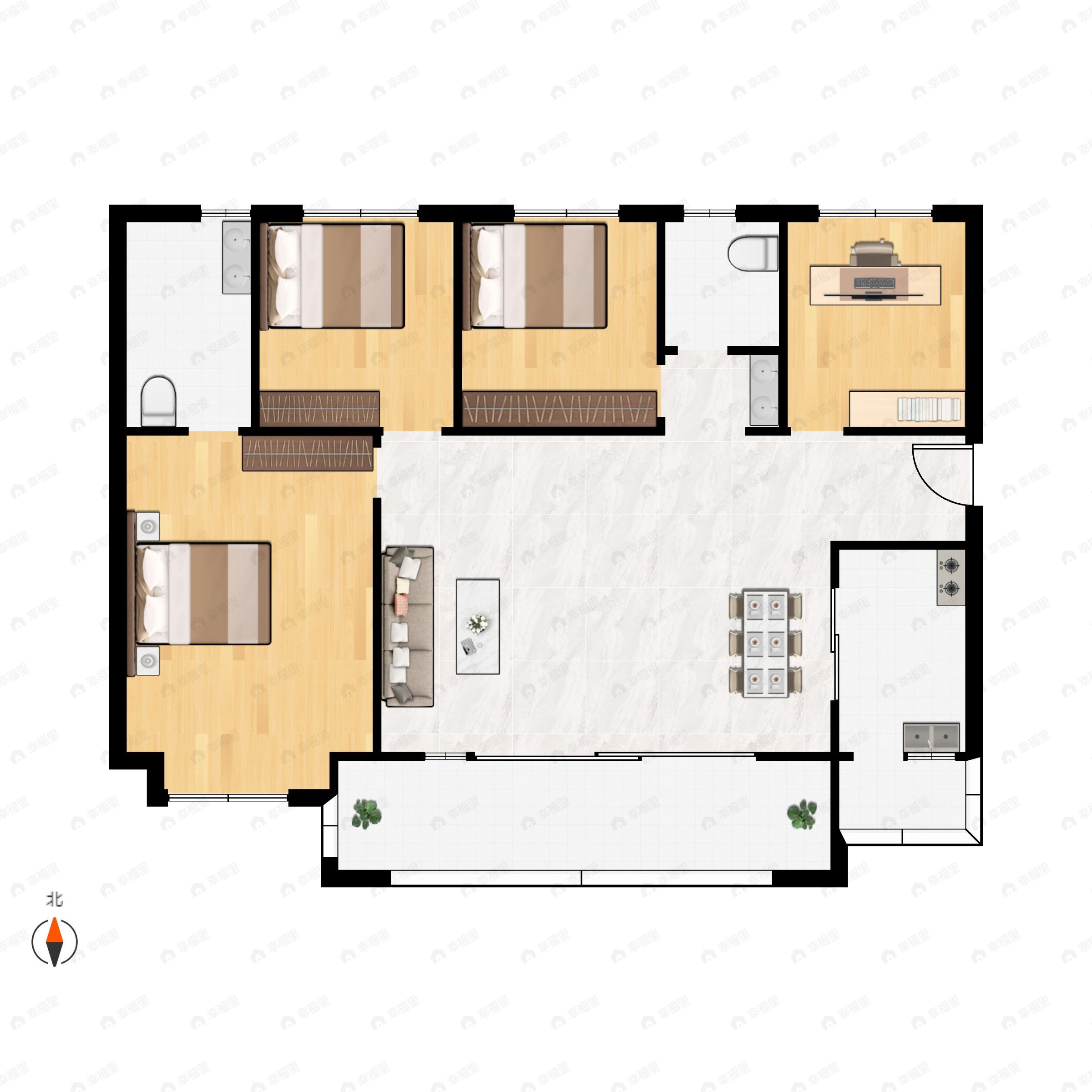 4室2厅2卫建面137平户型图