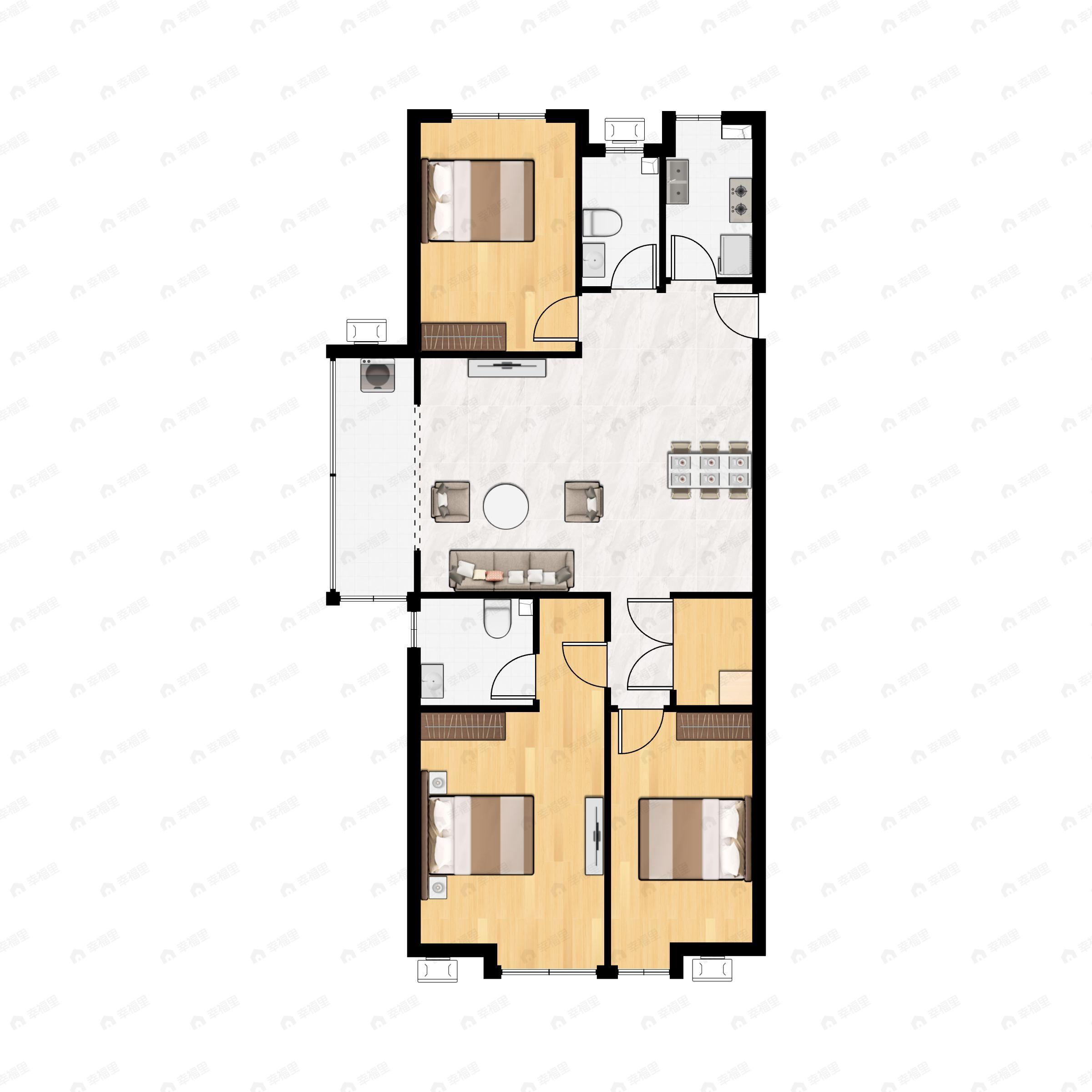 3室2厅2卫建面133平南|北户型图