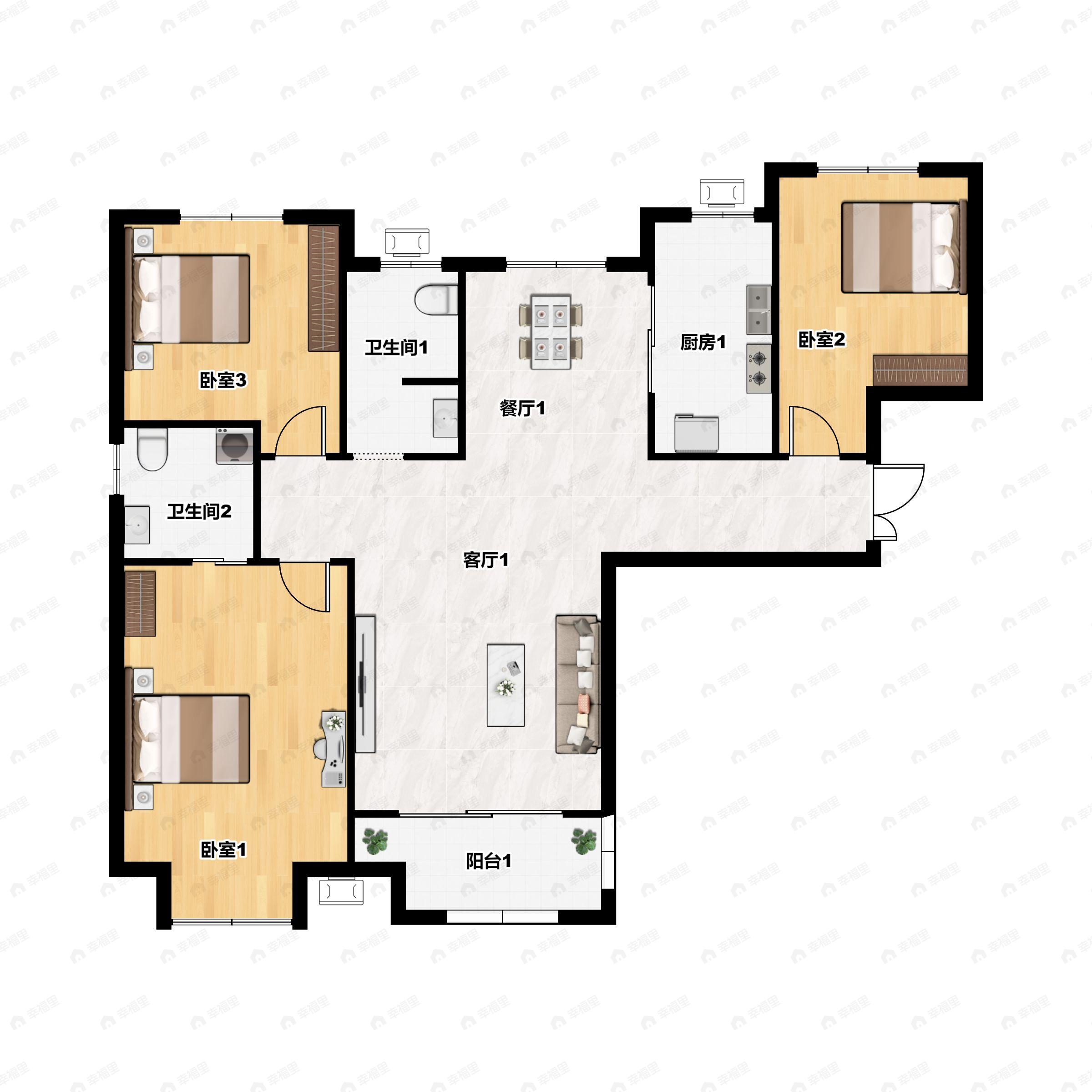 龙源天樾3室2厅2卫户型图