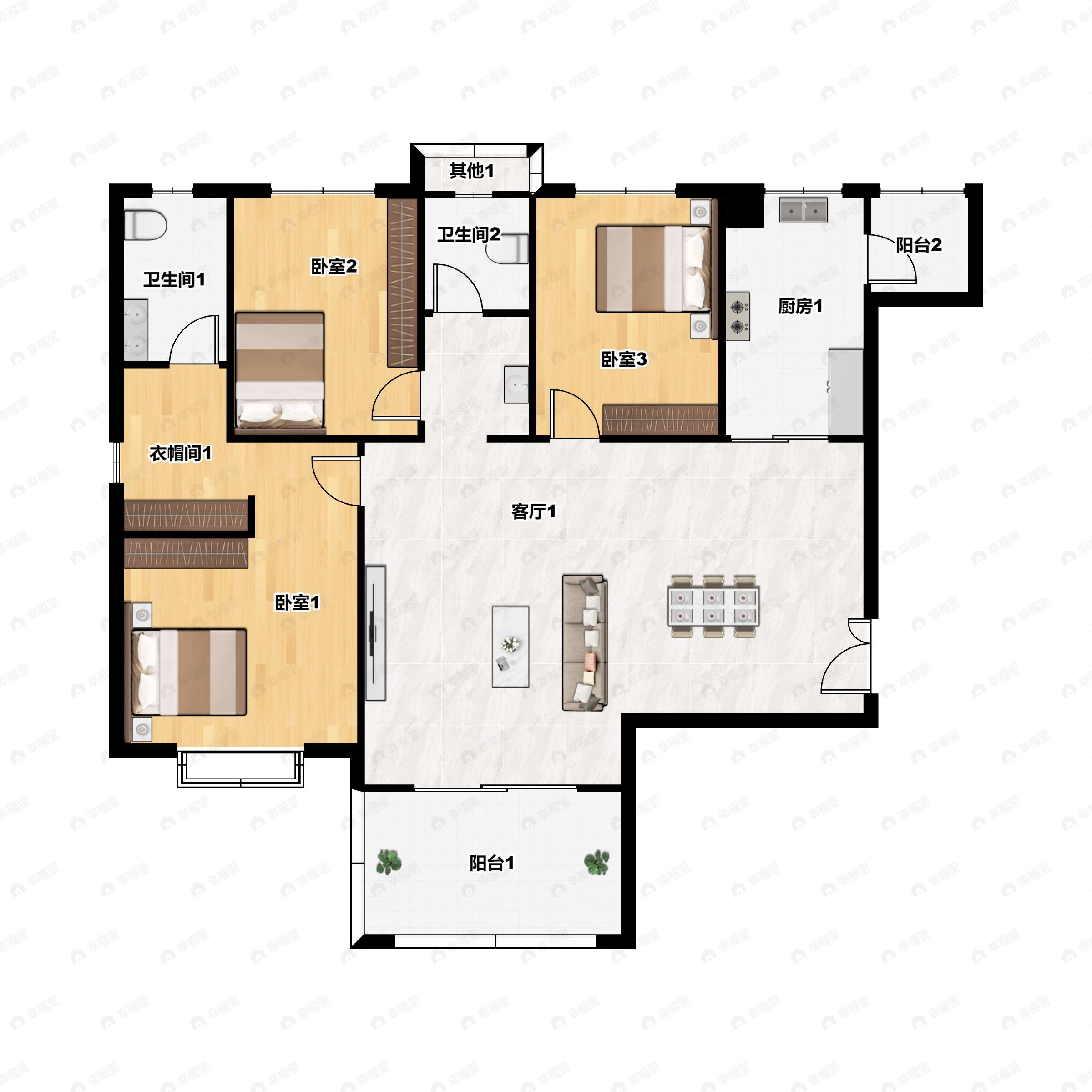洛浦七悦府3室2厅2卫户型图