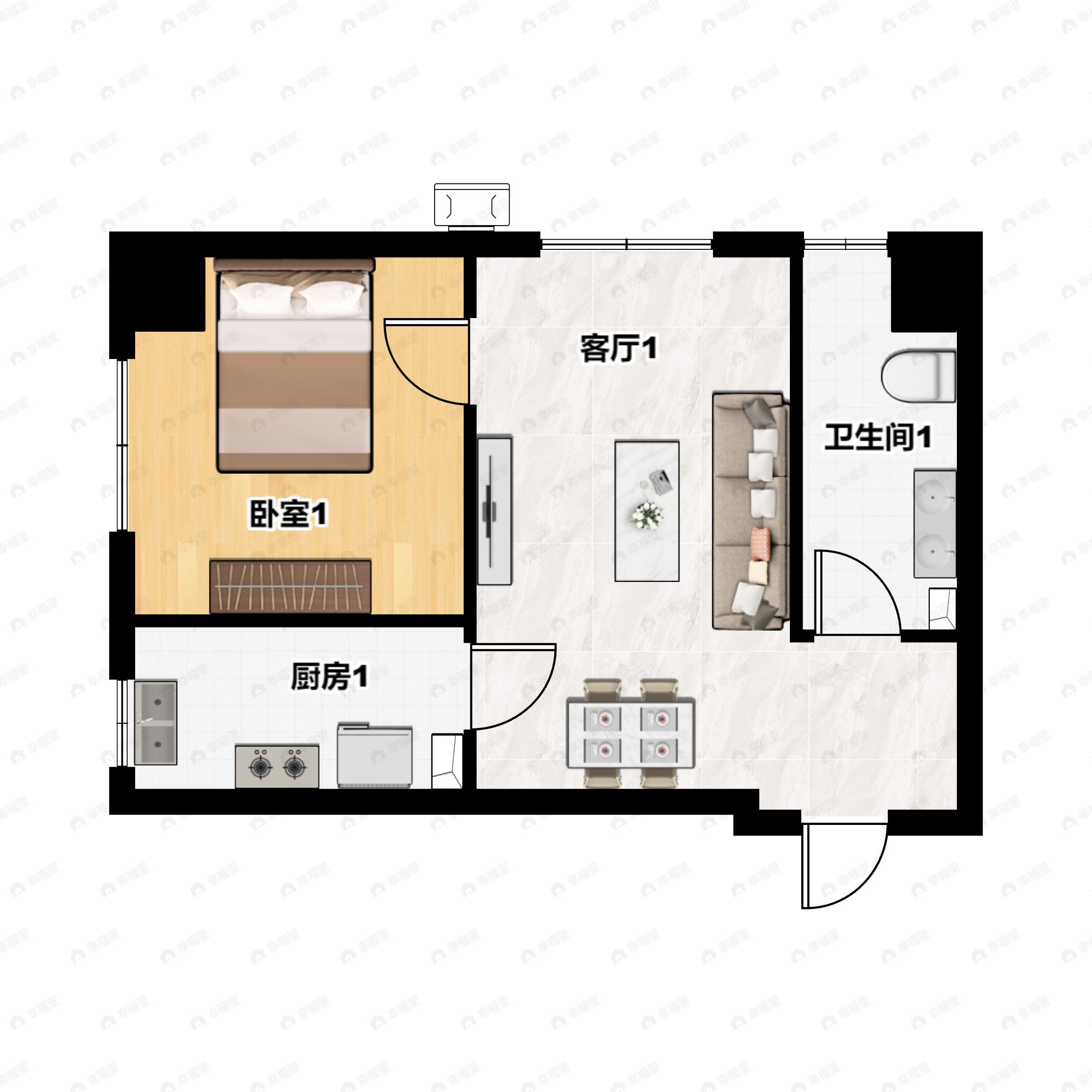 万寿里1室2厅1卫户型图