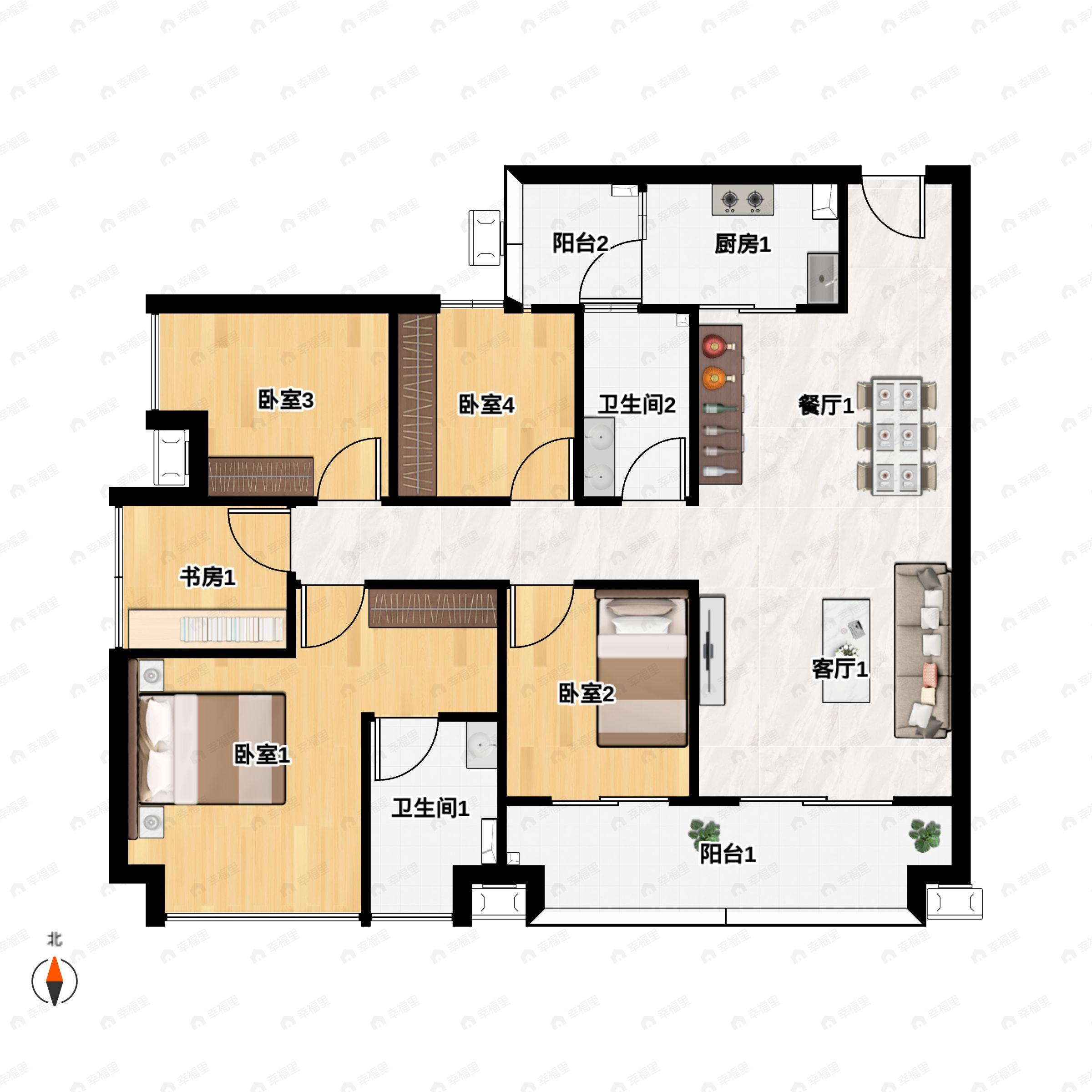 5室2厅2卫建面147平南户型图