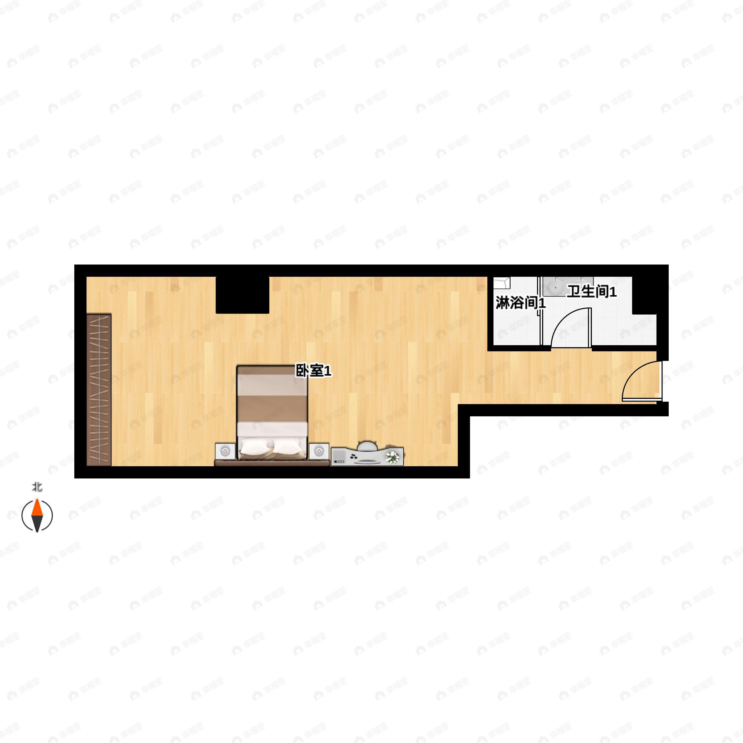 1室1厅1卫建面56平户型图