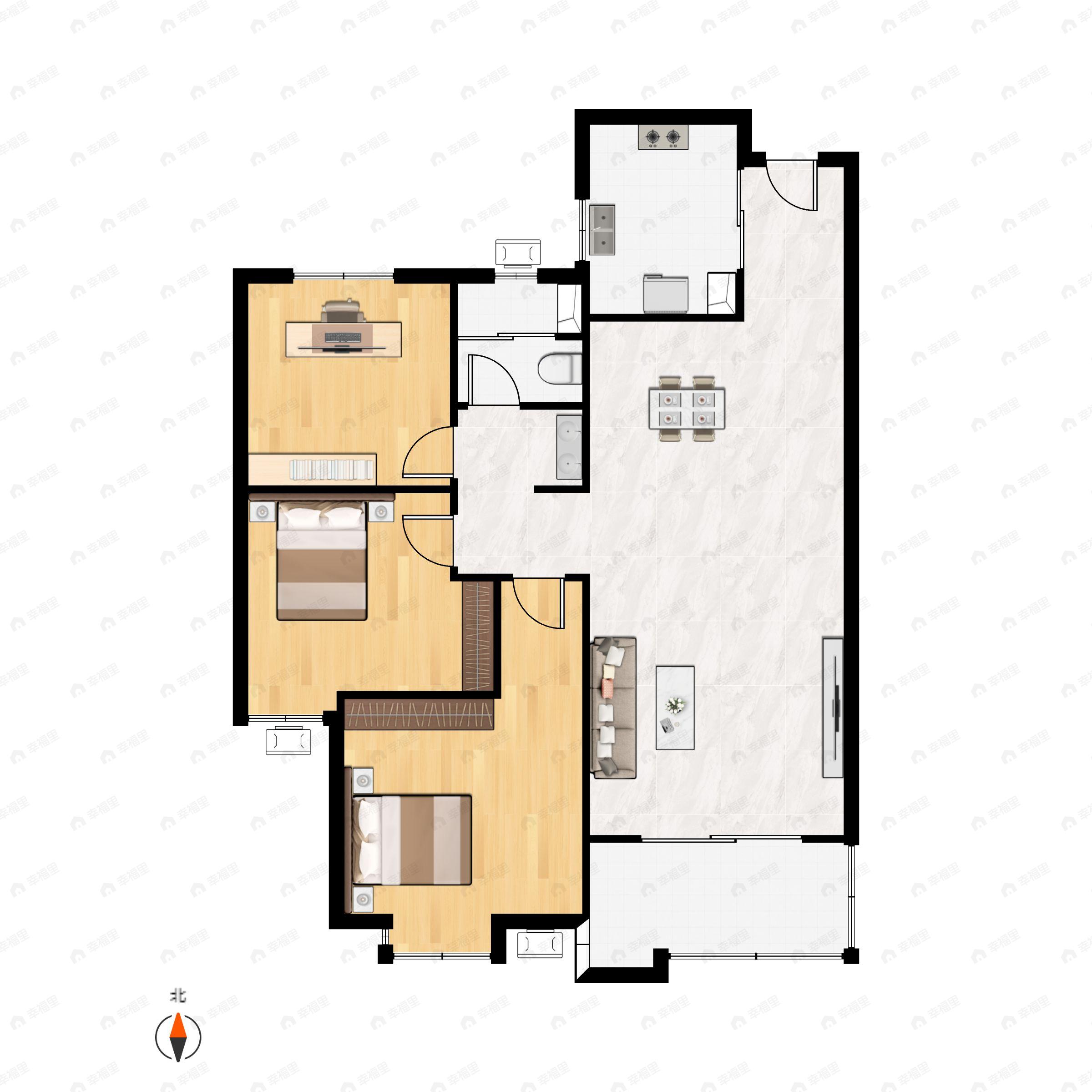 3室2厅1卫建面113平南户型图