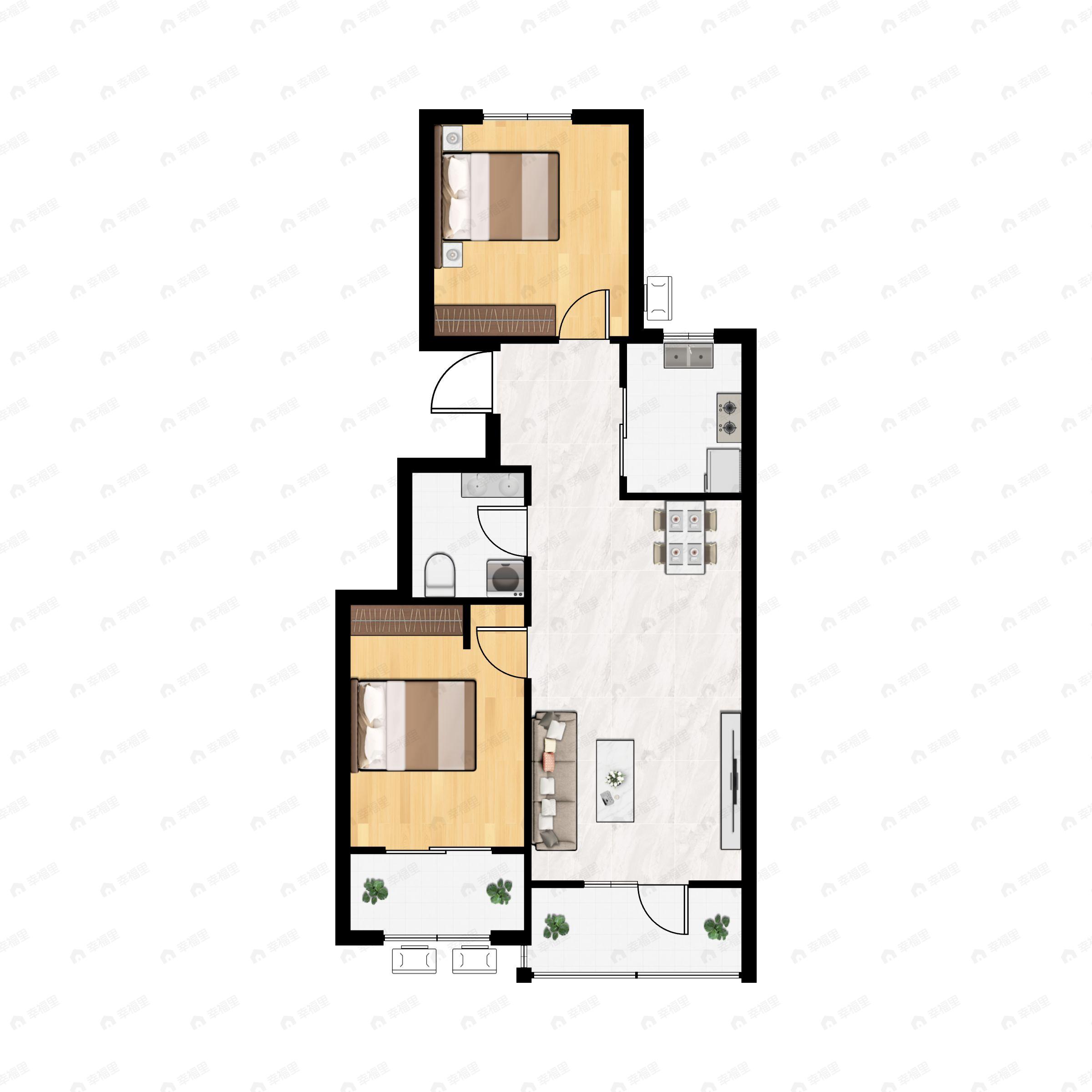白石山居茂华园2室2厅1卫户型图
