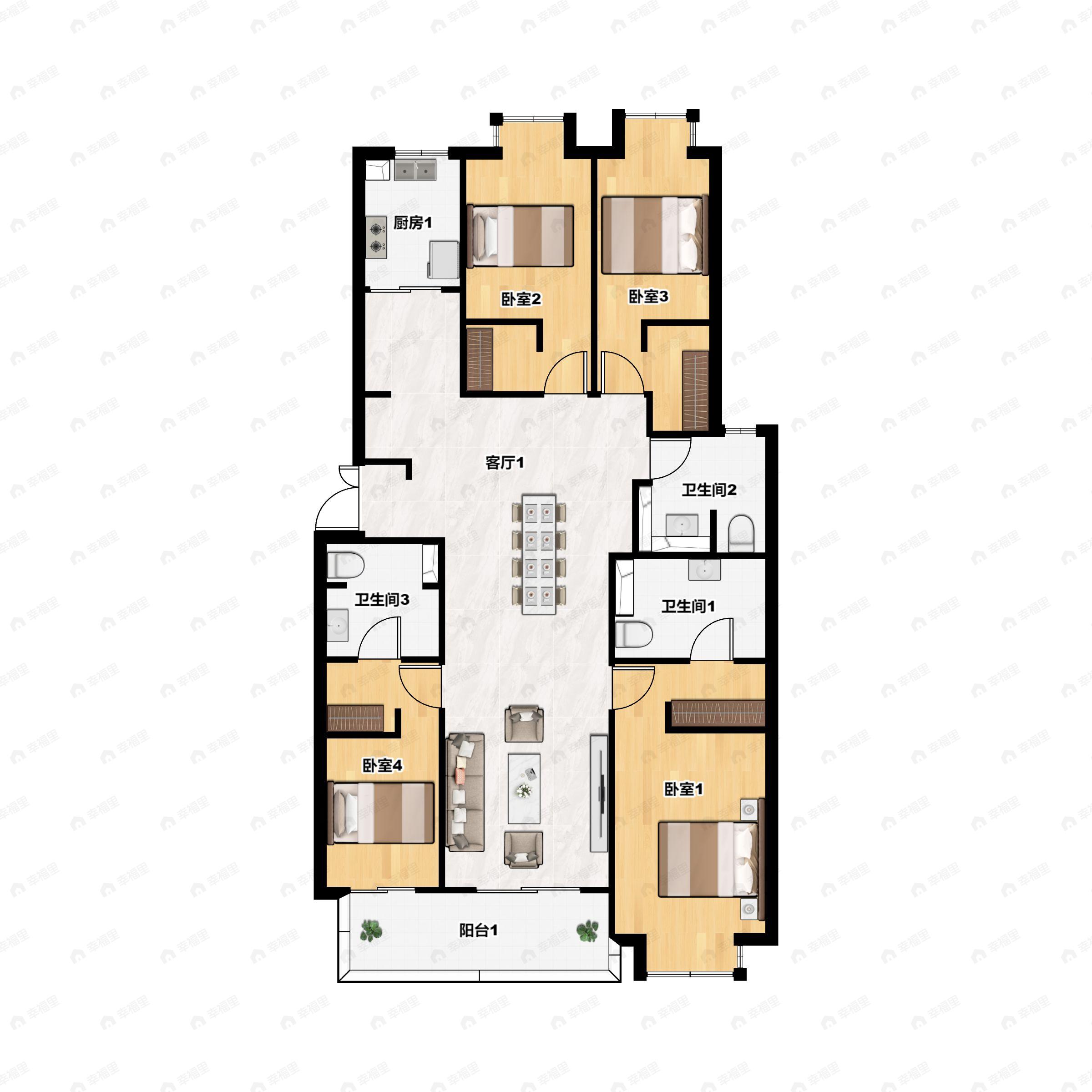 保利达江湾城4室2厅3卫户型图