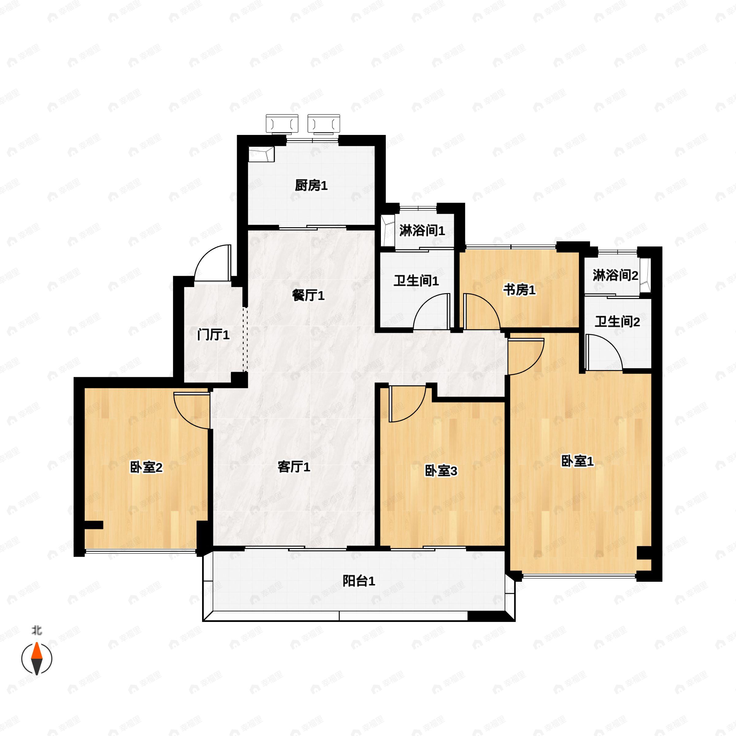 4室2厅2卫建面137平户型图