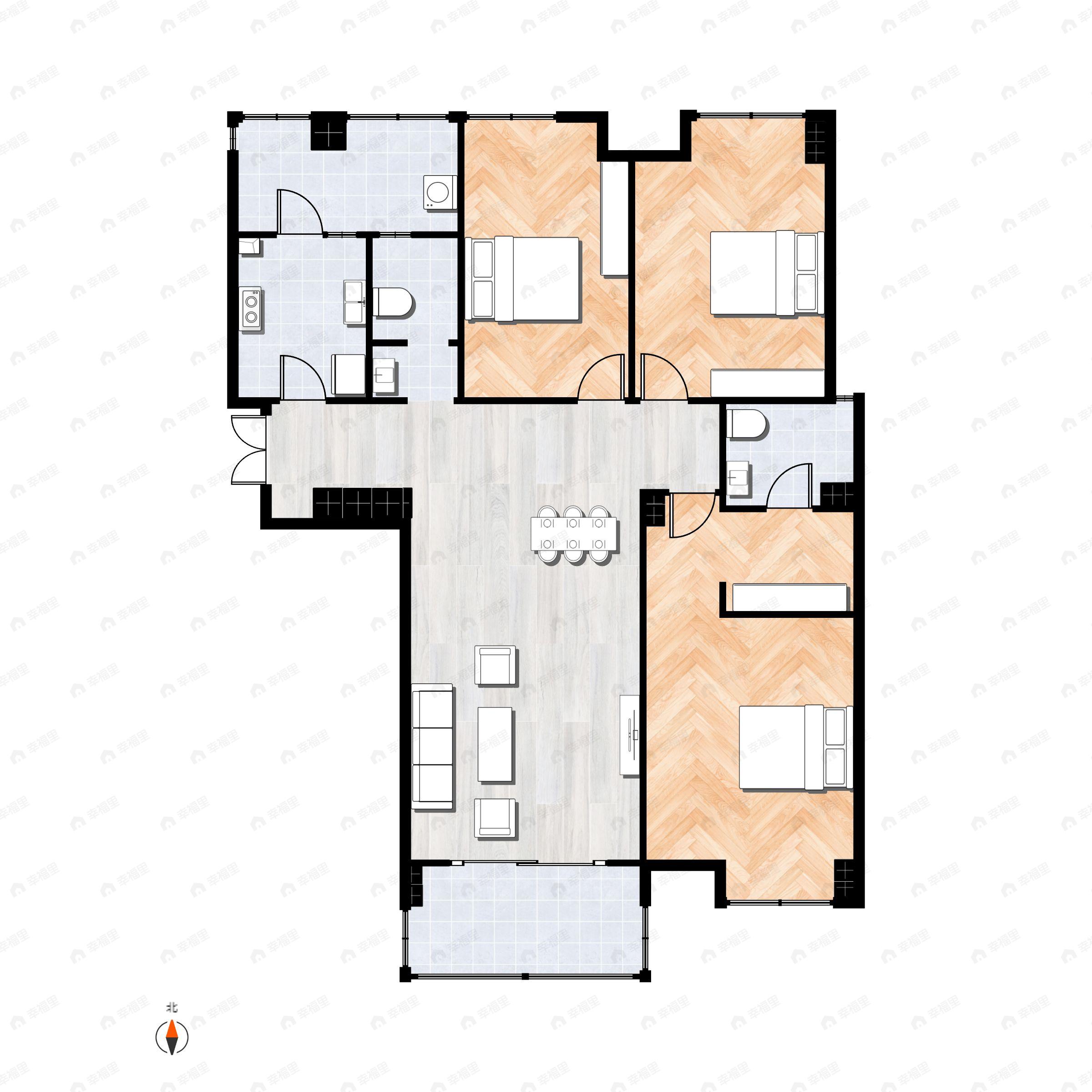 3室2厅2卫建面133平户型图
