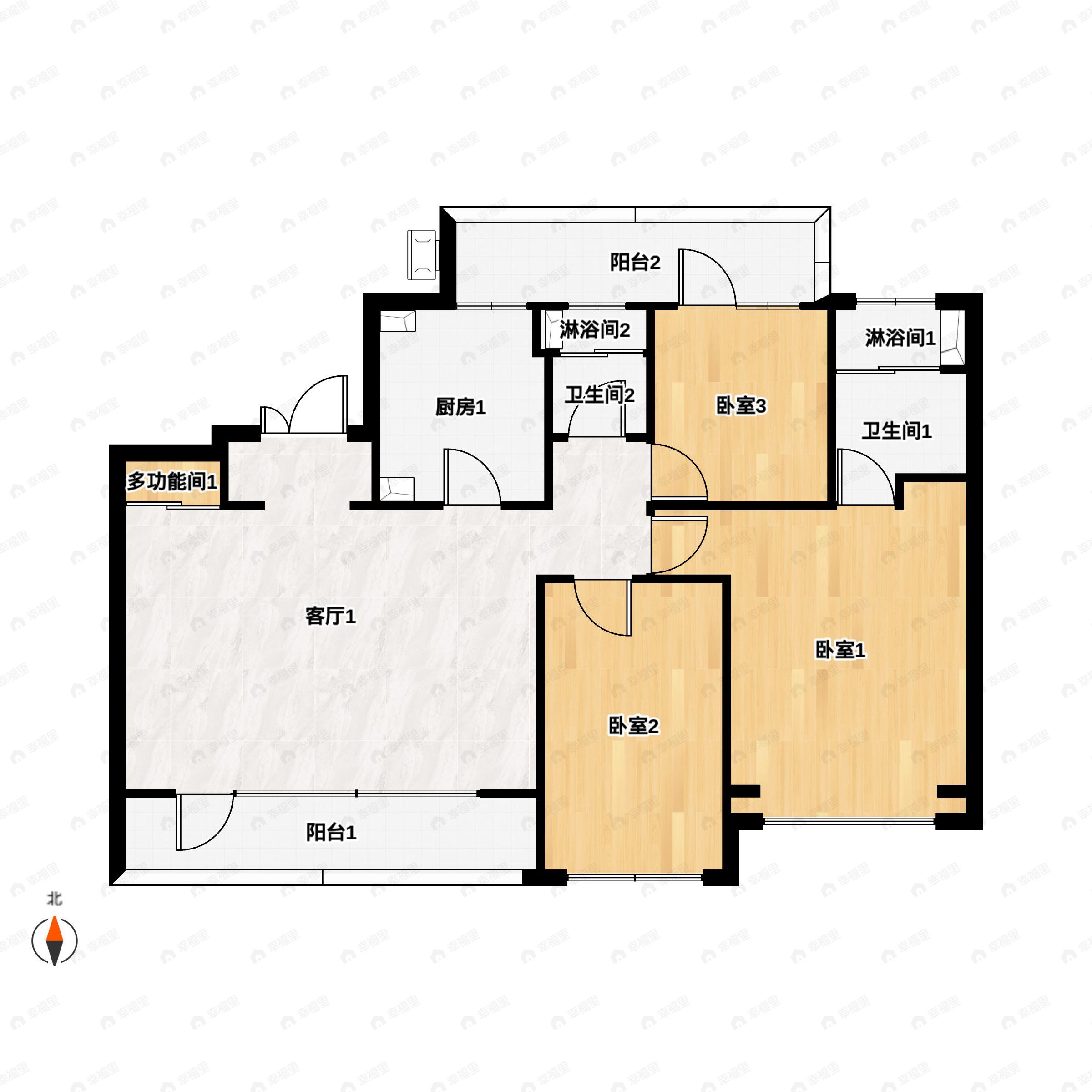 3室2厅2卫建面143平户型图