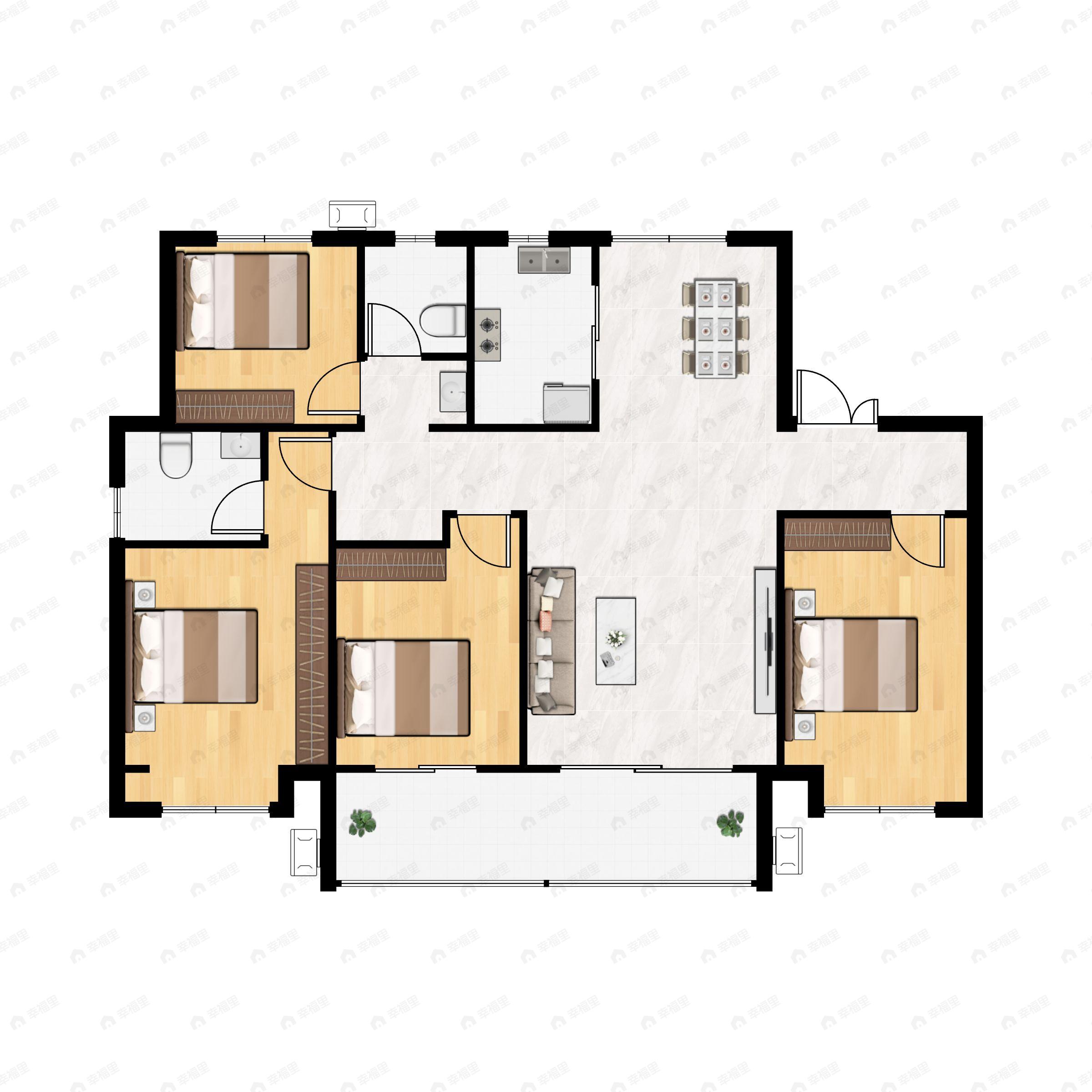 4室2厅2卫建面143平南|北户型图