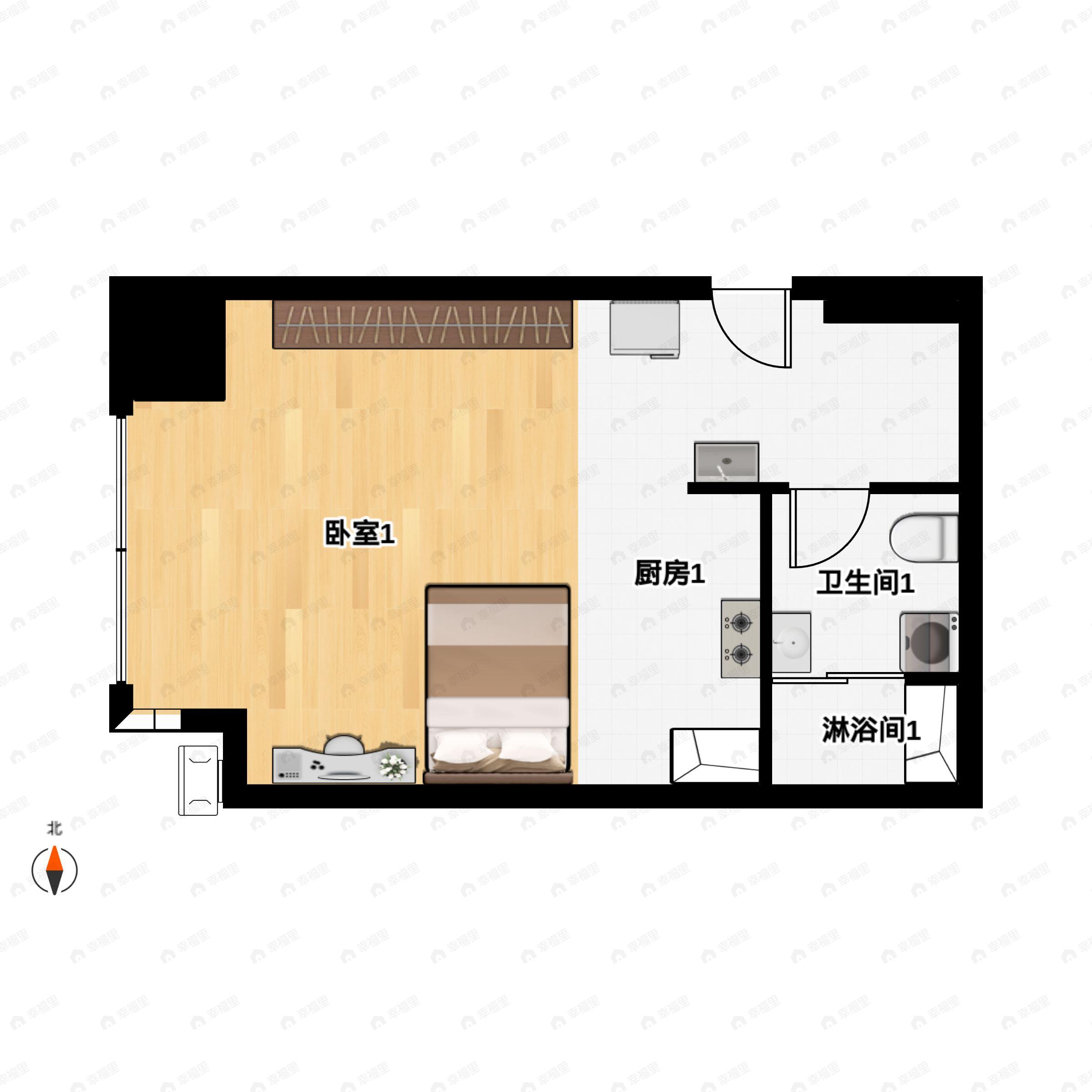 中天智汇港1室1厅1卫户型图