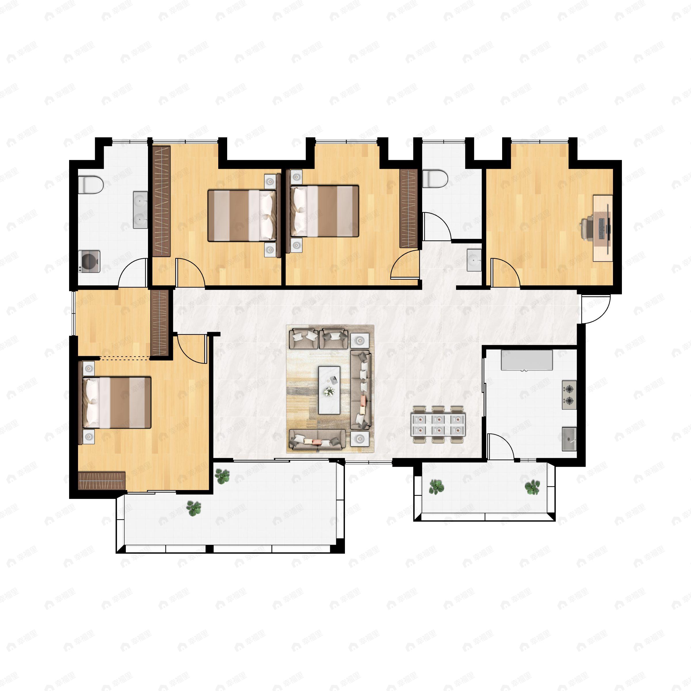 4室2厅2卫建面153平西南|北户型图