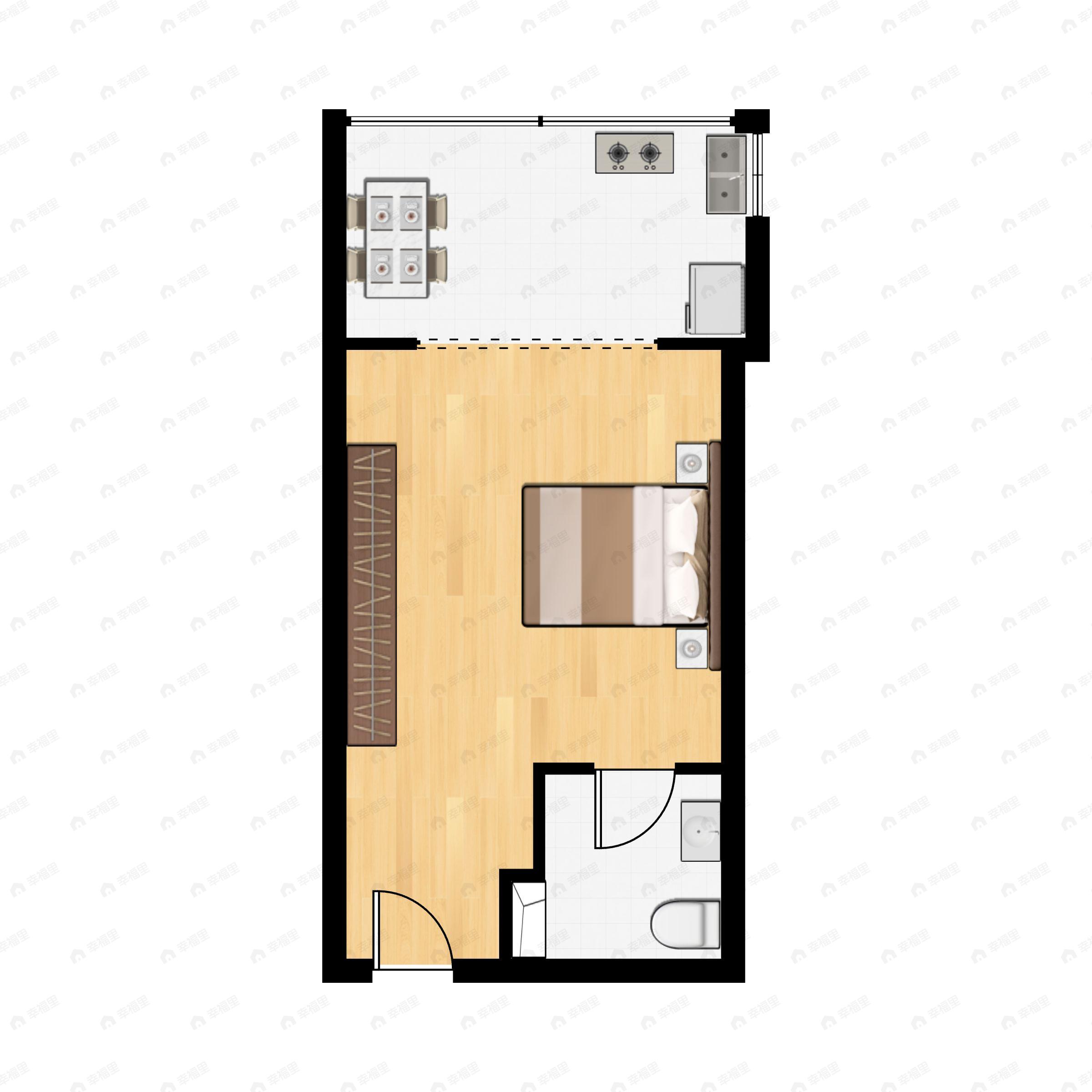 1室1厅1卫建面43平户型图