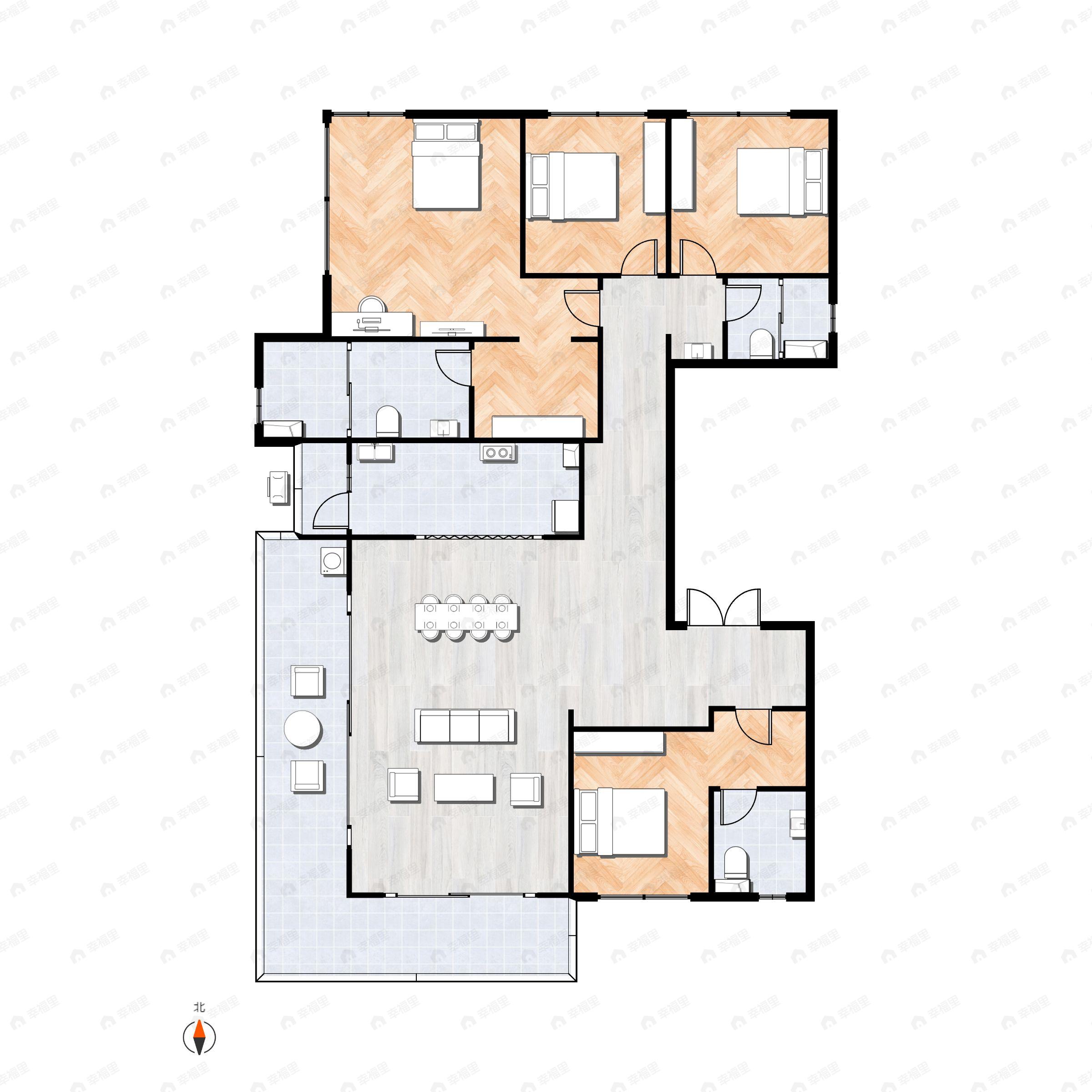 4室2厅3卫建面183平户型图