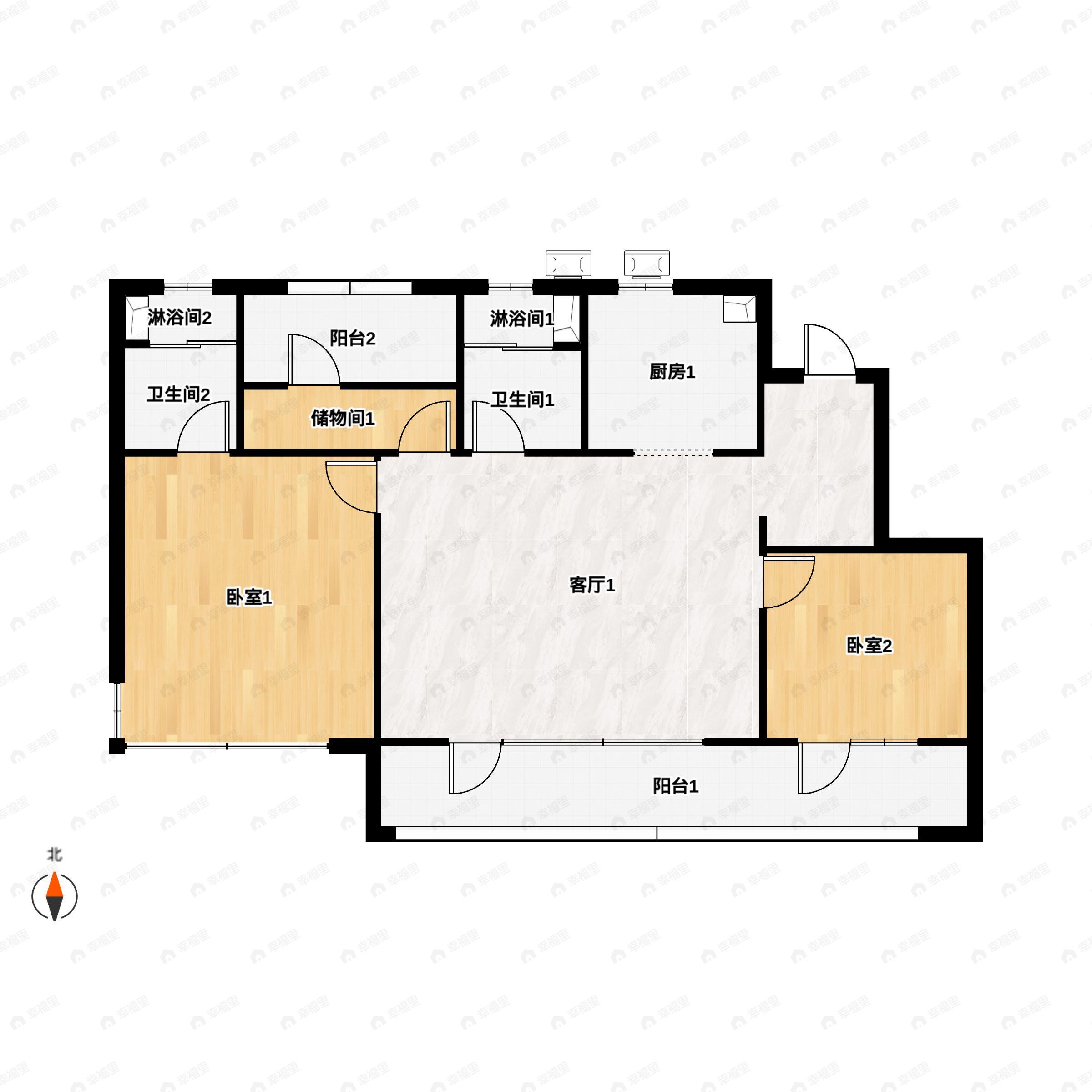 3室2厅2卫建面126平户型图