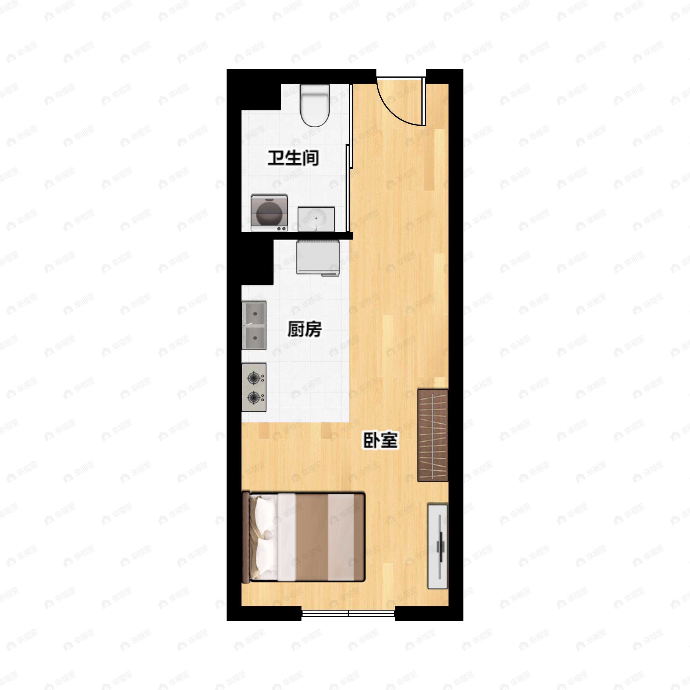1室1厅1卫建面33平户型图