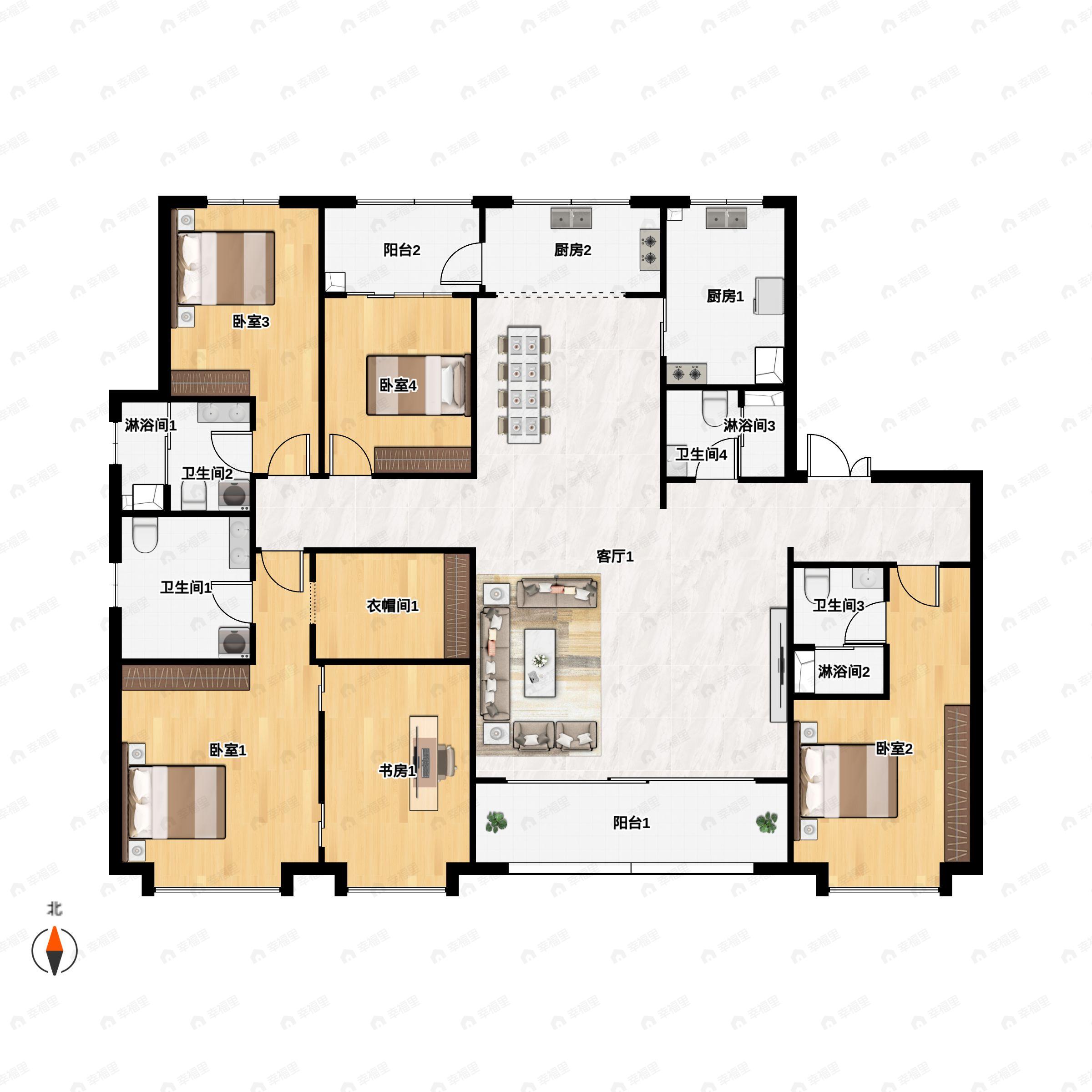 5室2厅4卫建面247平户型图