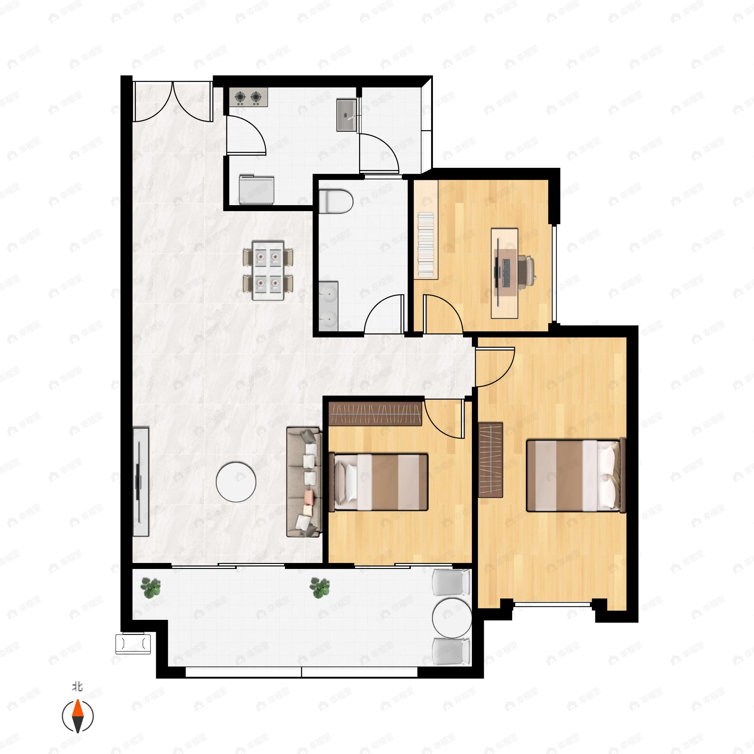3室2厅1卫建面92平户型图