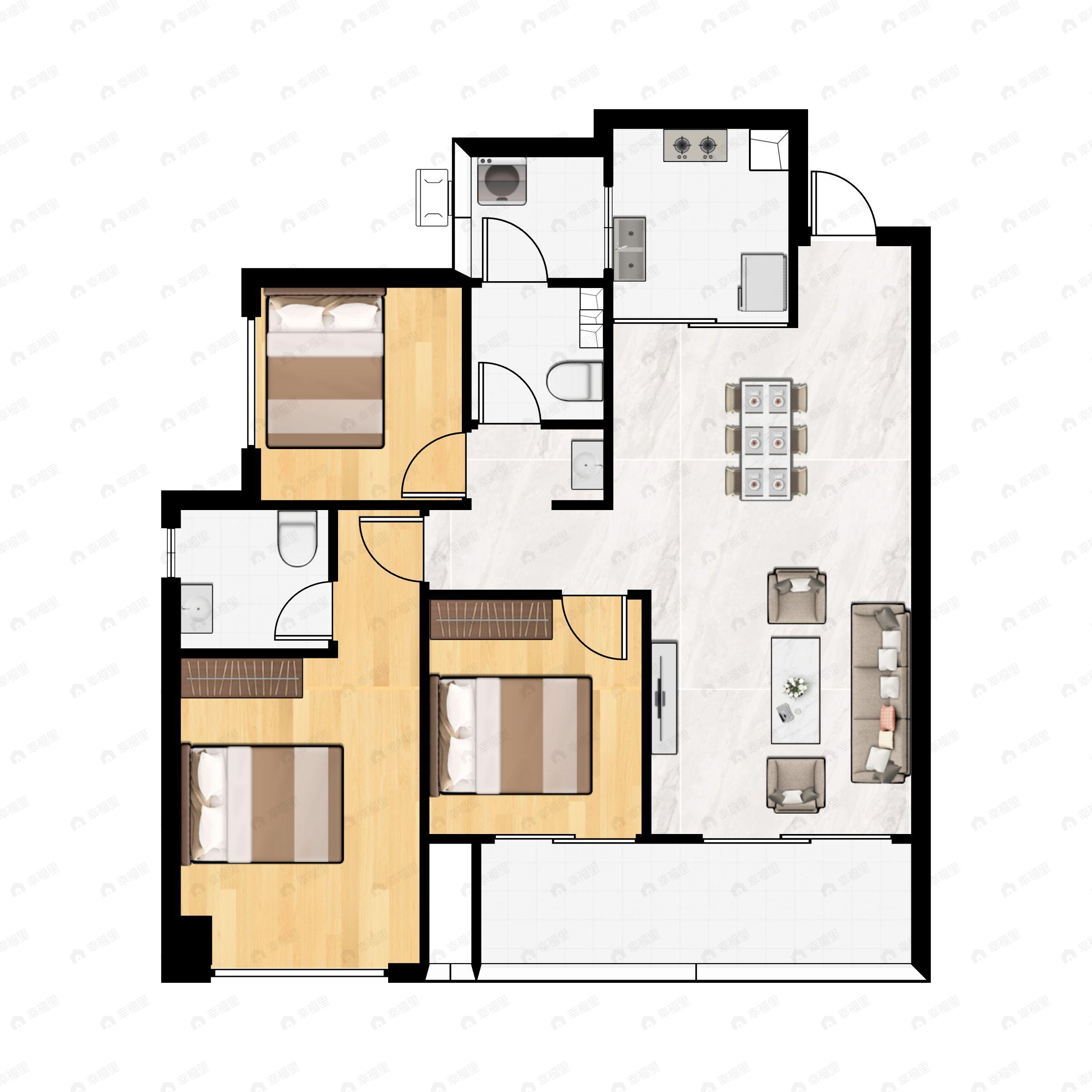 3室2厅2卫建面117平户型图