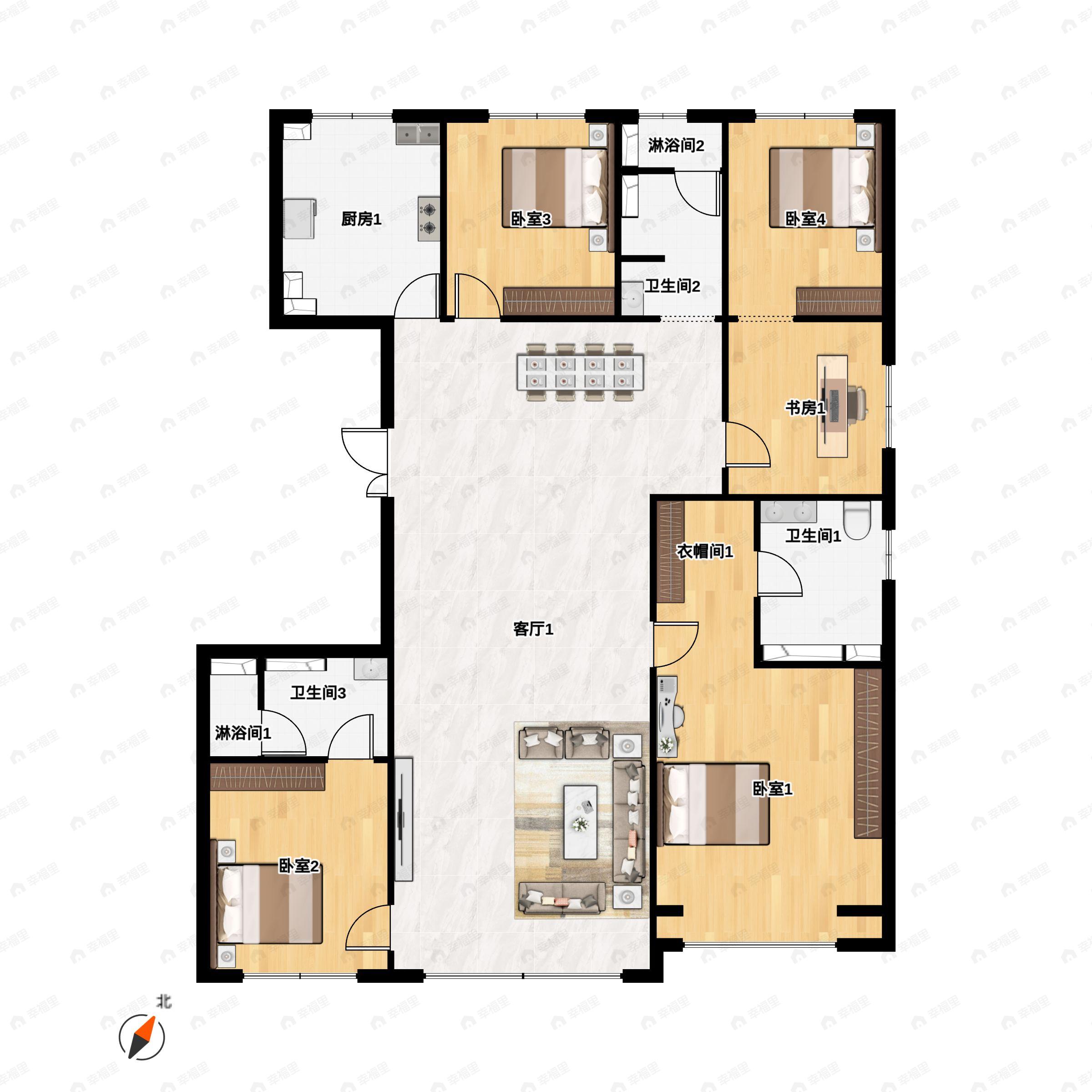 京能云璟壹号5室2厅3卫户型图